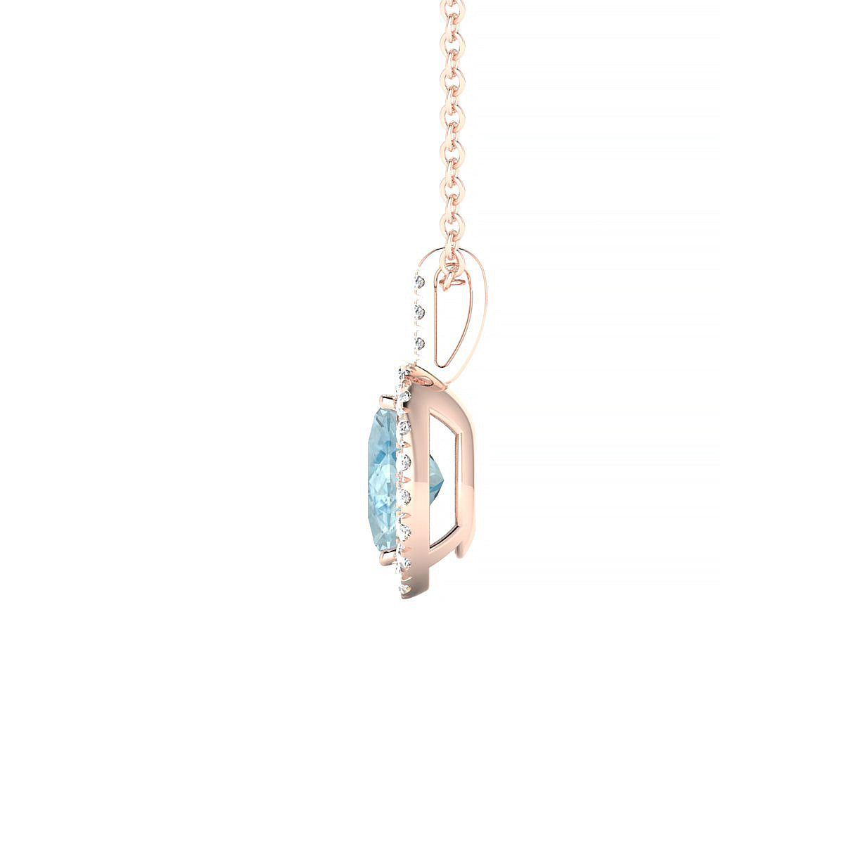 Sunrise | 18k Rose Gold 7 x 5 mm Oval Aquamarine Pendant