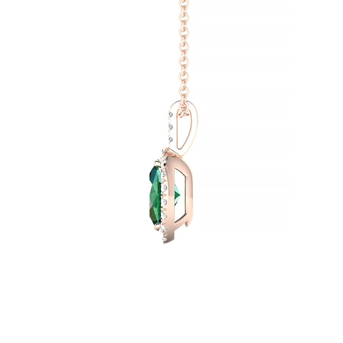 Sunrise | 18k Rose Gold 7 x 5 mm Oval Emerald Pendant