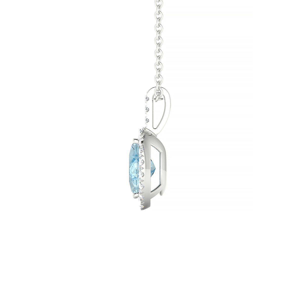 Sunrise | 18k White Gold 7 x 5 mm Oval Aquamarine Pendant