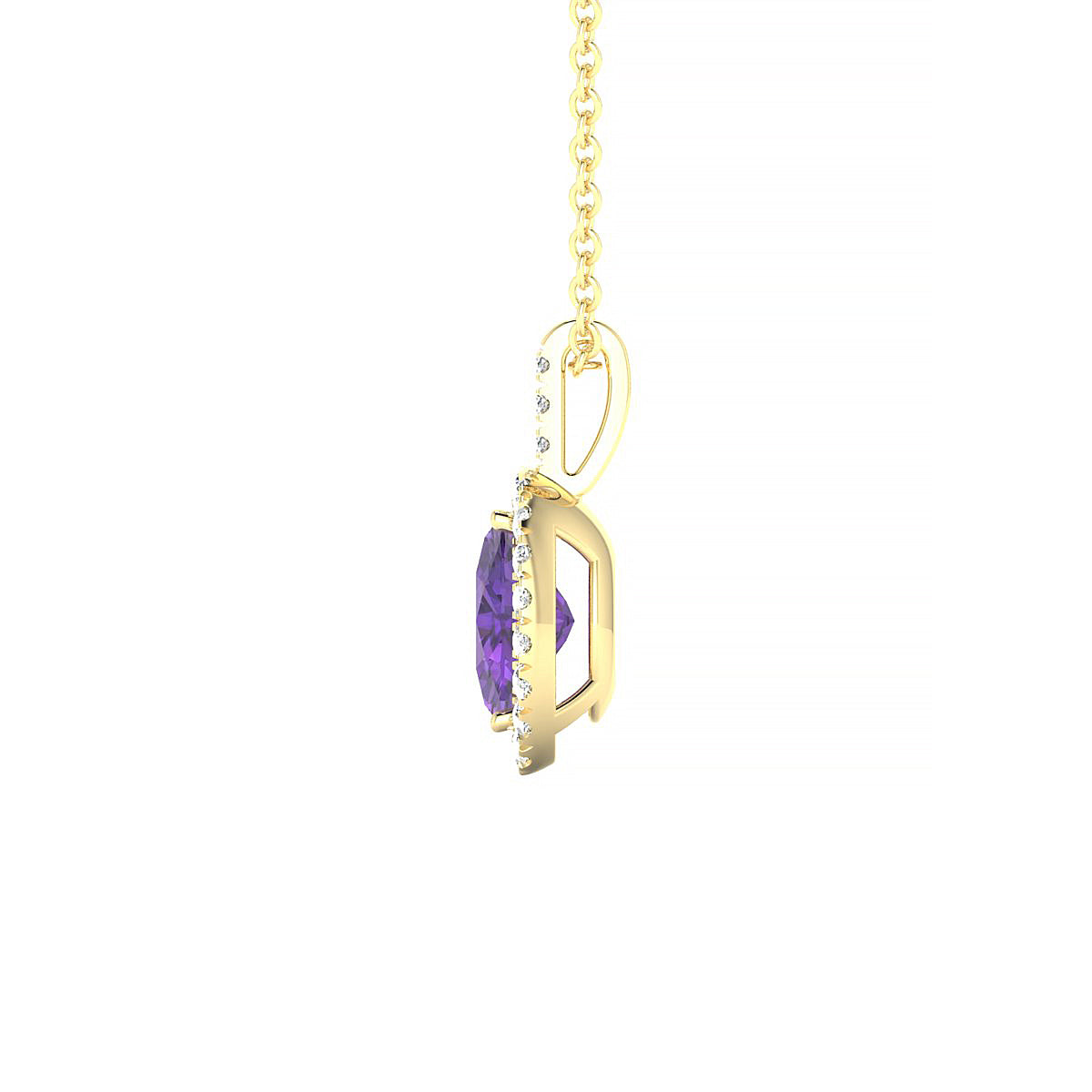 Sunrise | 18k Yellow Gold 7 x 5 mm Oval Amethyst Pendant