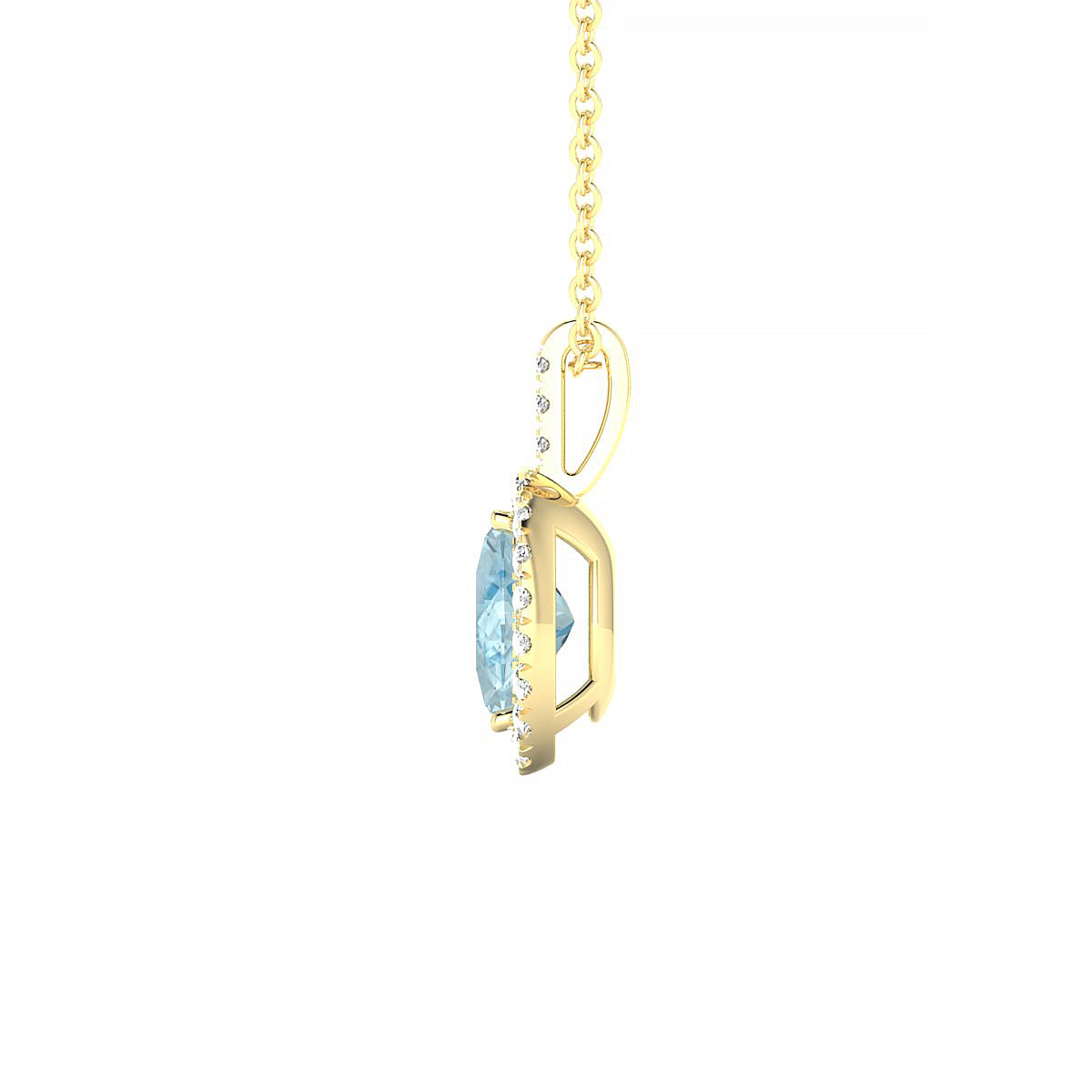 Sunrise | 18k Yellow Gold 7 x 5 mm Oval Aquamarine Pendant