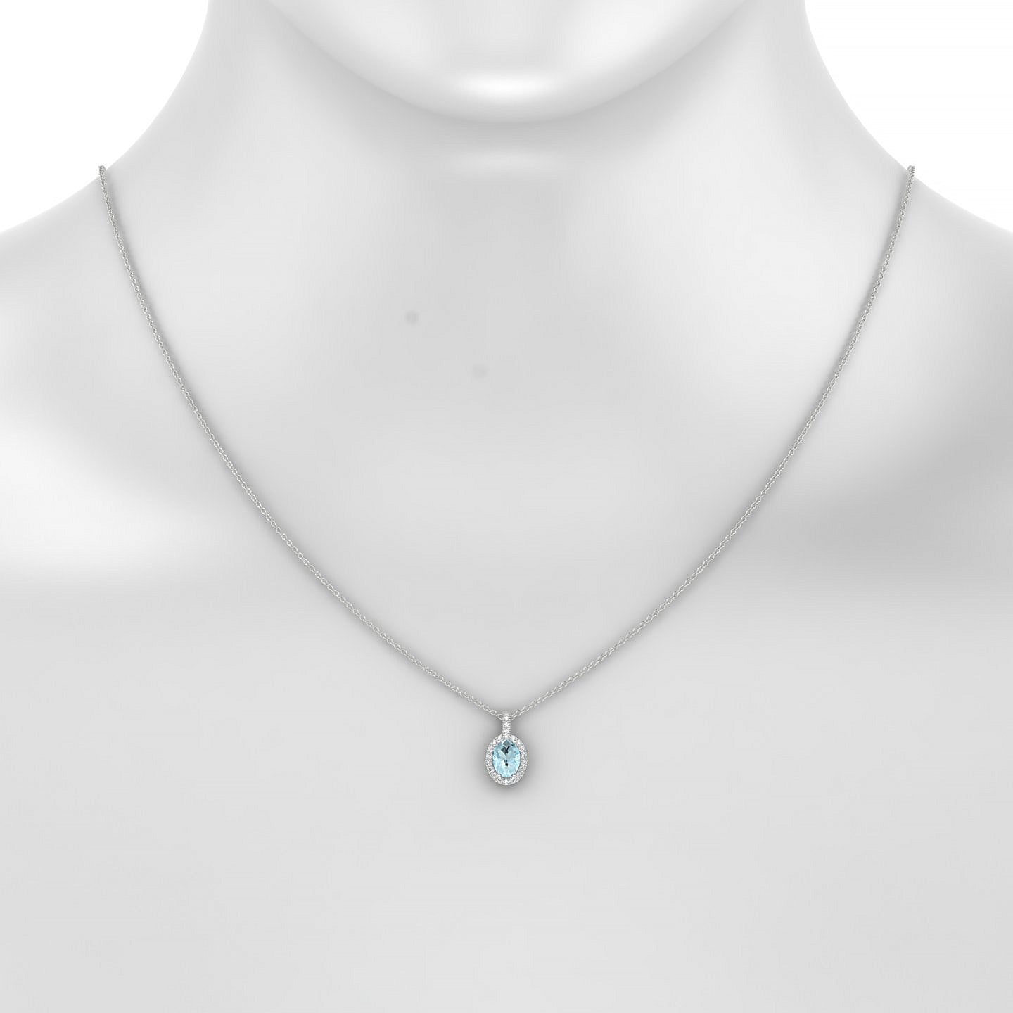 Sunrise | 18k White Gold 7 x 5 mm Oval Aquamarine Pendant
