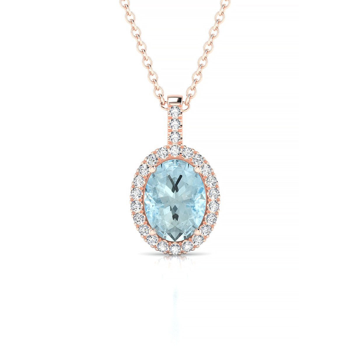 Sunrise | 18k Rose Gold 8 x 6 mm Oval Aquamarine Pendant
