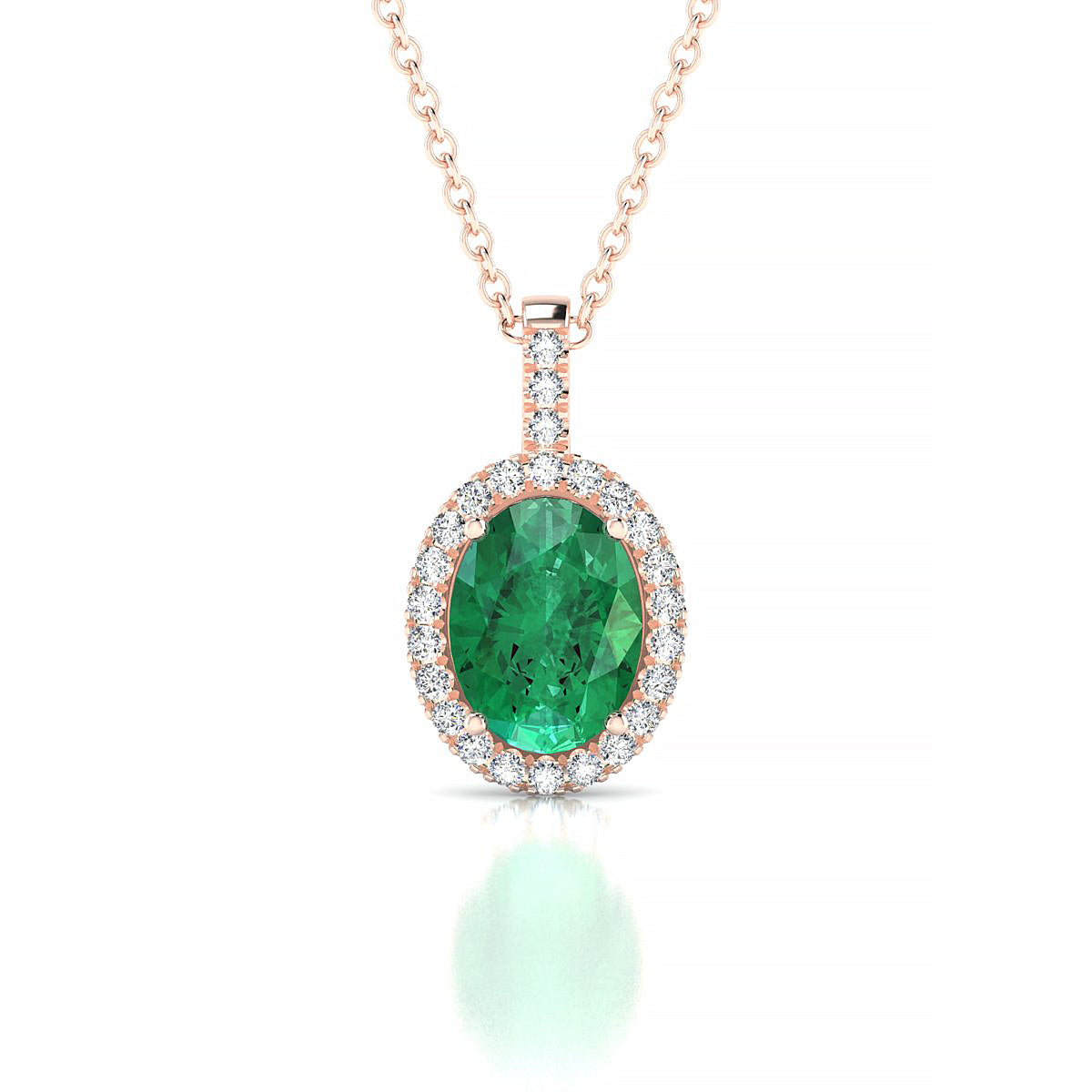 Sunrise | 18k Rose Gold 8 x 6 mm Oval Emerald Pendant
