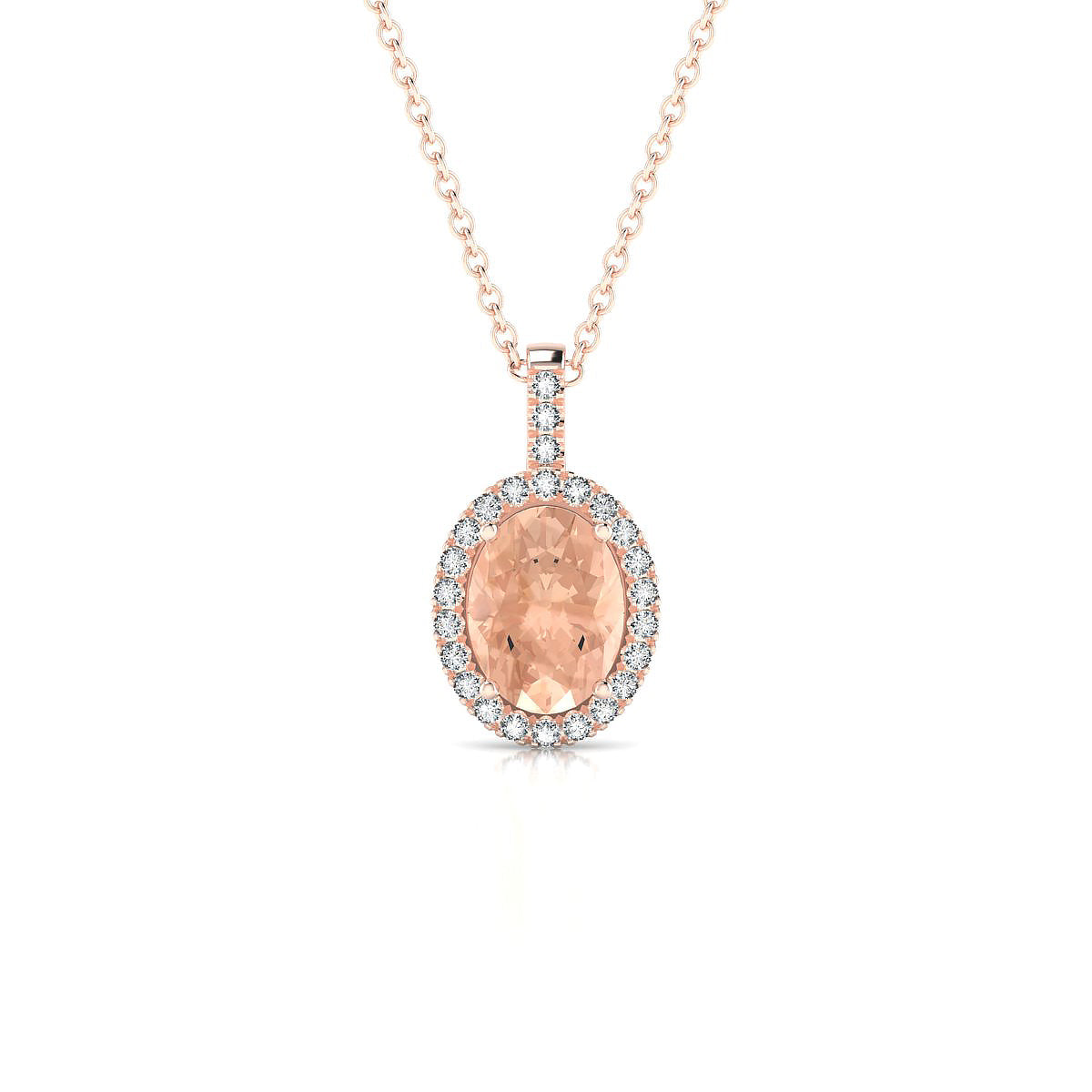 Sunrise | 18k Rose Gold 8 x 6 mm Oval Morganite Pendant