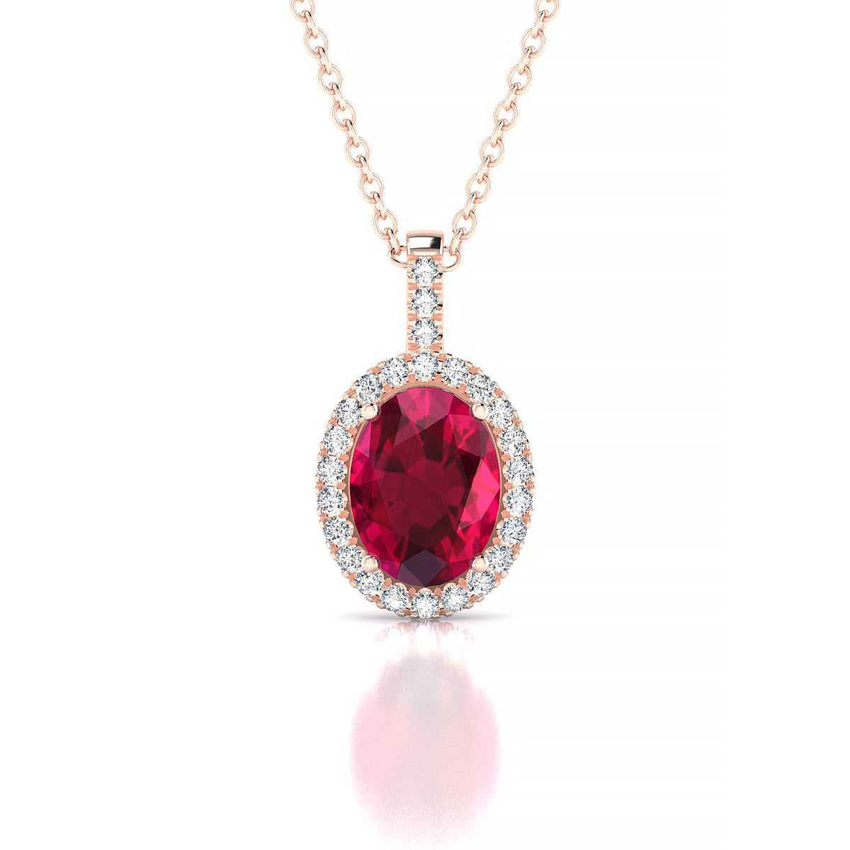 Sunrise | 18k Rose Gold 8 x 6 mm Oval Ruby Pendant