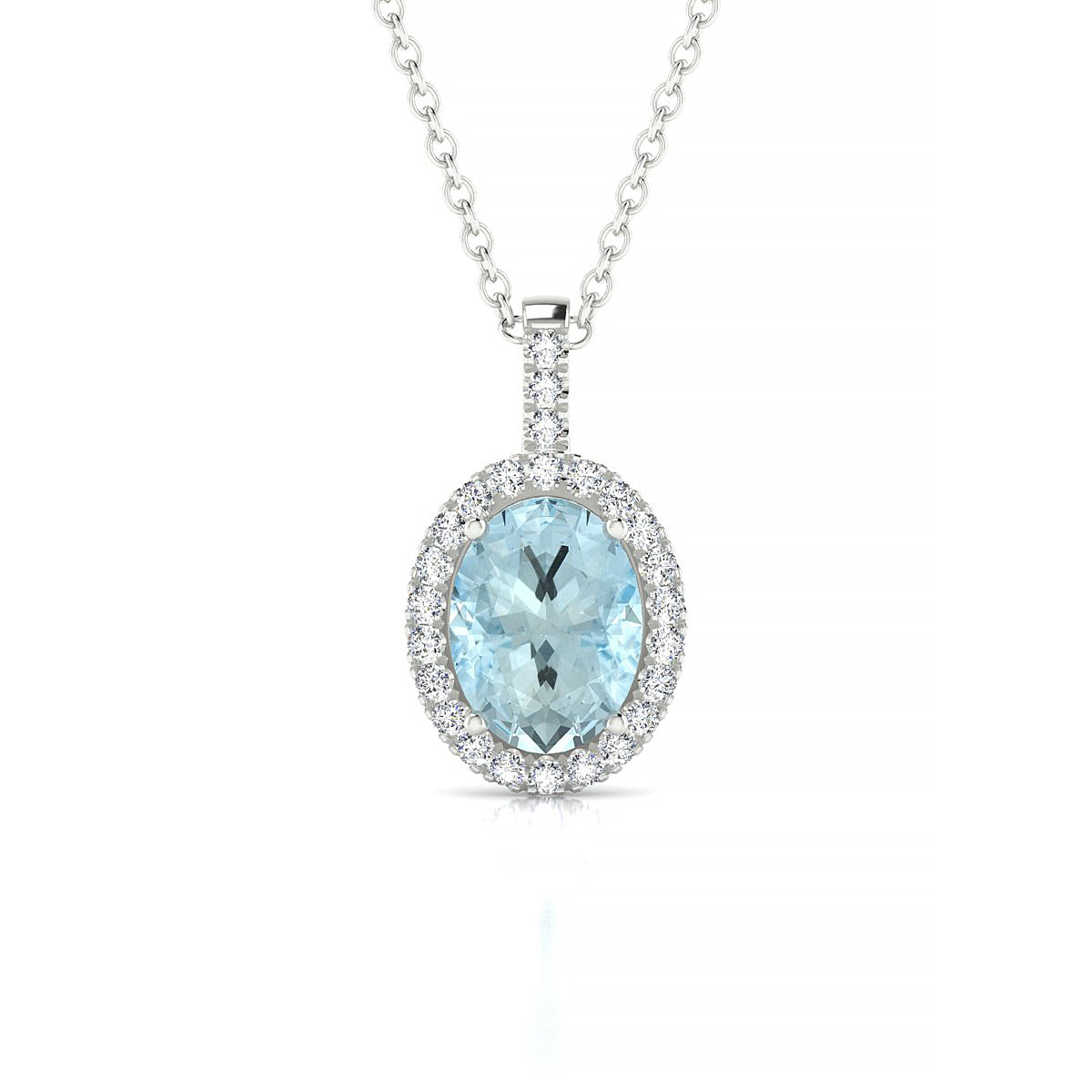 Sunrise | 18k White Gold 8 x 6 mm Oval Aquamarine Pendant