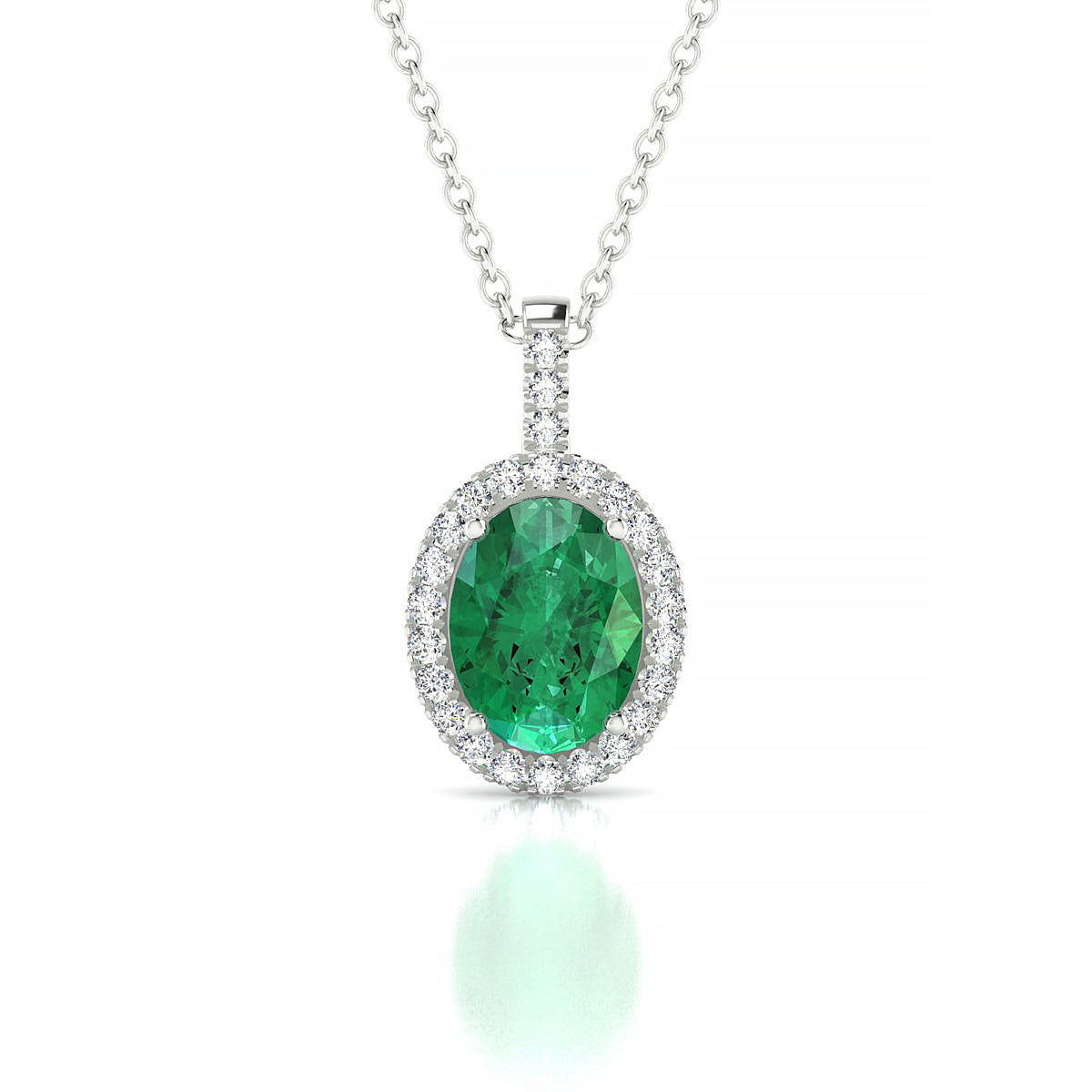 Sunrise | 18k White Gold 8 x 6 mm Oval Emerald Pendant