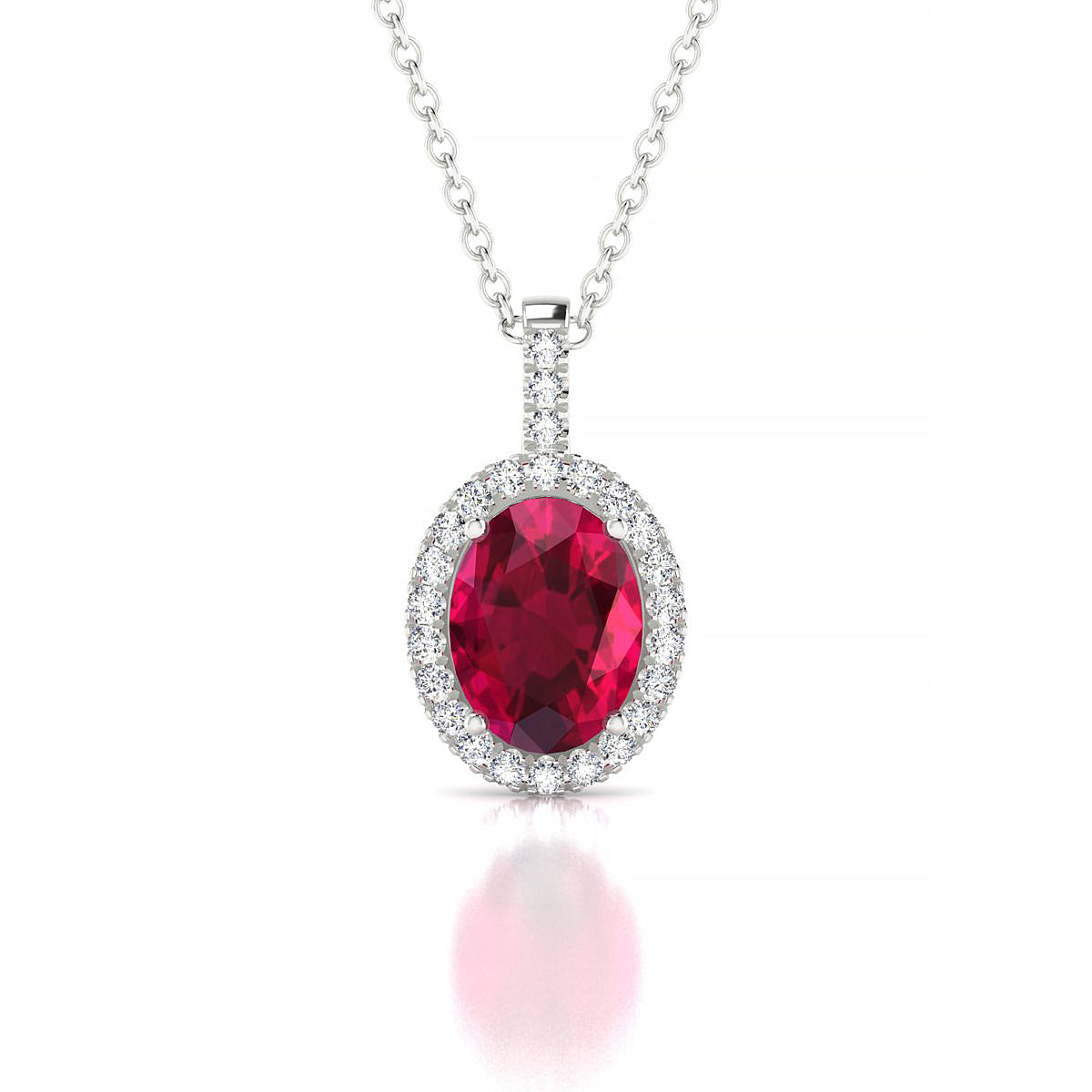 Sunrise | 18k White Gold 8 x 6 mm Oval Ruby Pendant