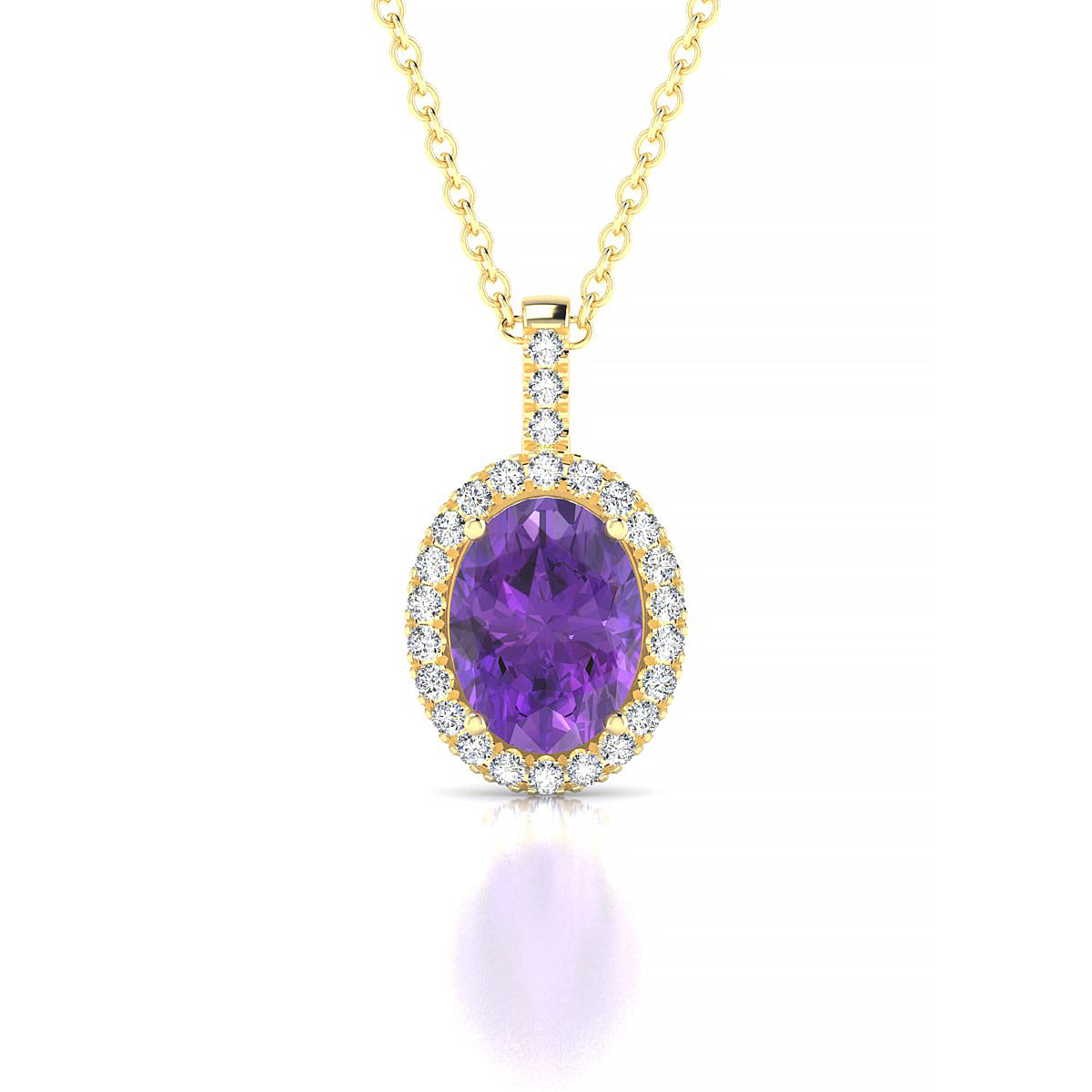 Sunrise | 18k Yellow Gold 8 x 6 mm Oval Amethyst Pendant