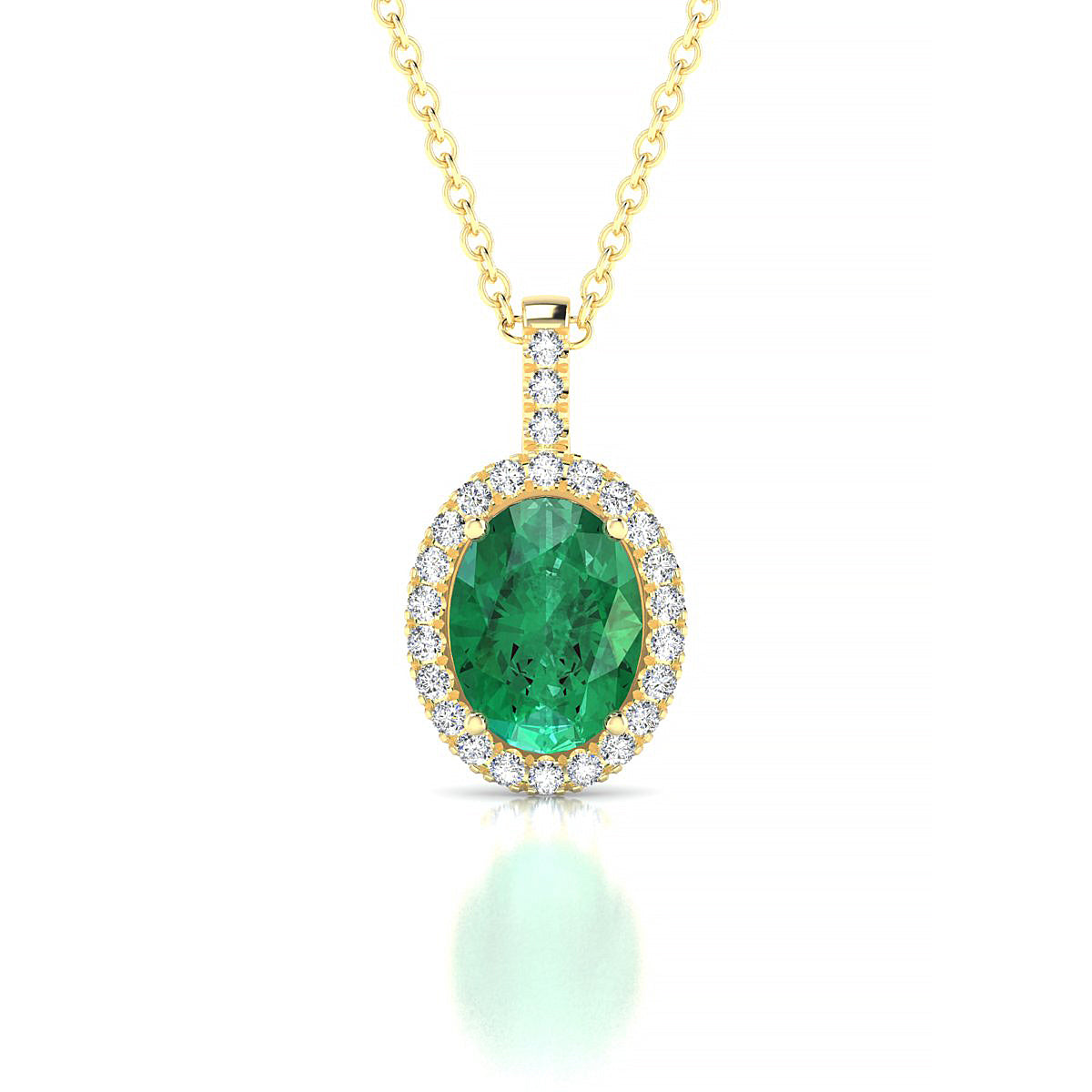 Sunrise | 18k Yellow Gold 8 x 6 mm Oval Emerald Pendant