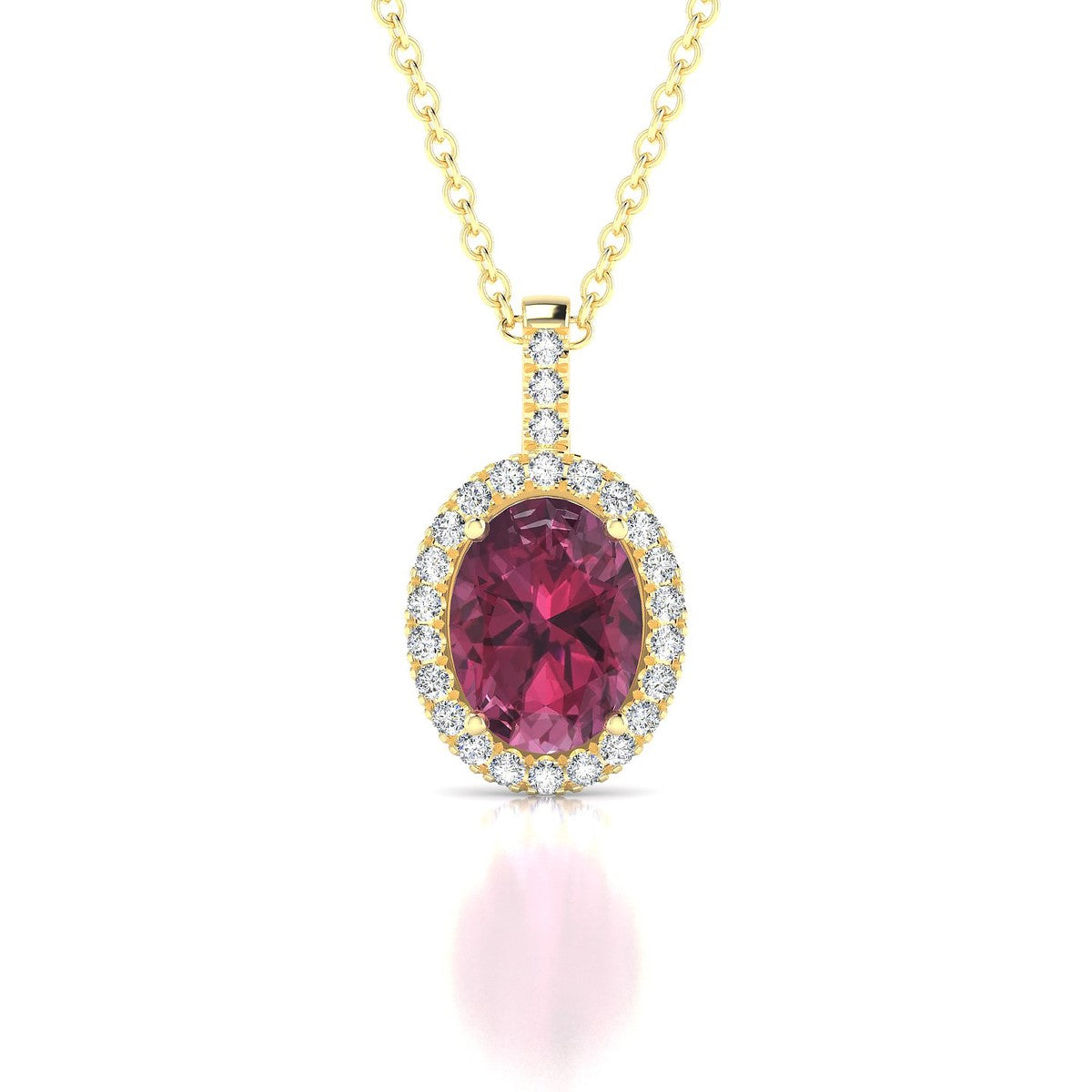 Sunrise | 18k Yellow Gold 8 x 6 mm Oval Rhodolite Pendant