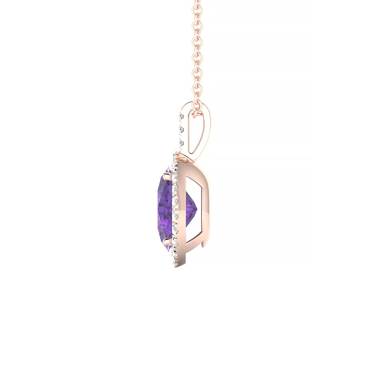 Sunrise | 18k Rose Gold 8 x 6 mm Oval Amethyst Pendant
