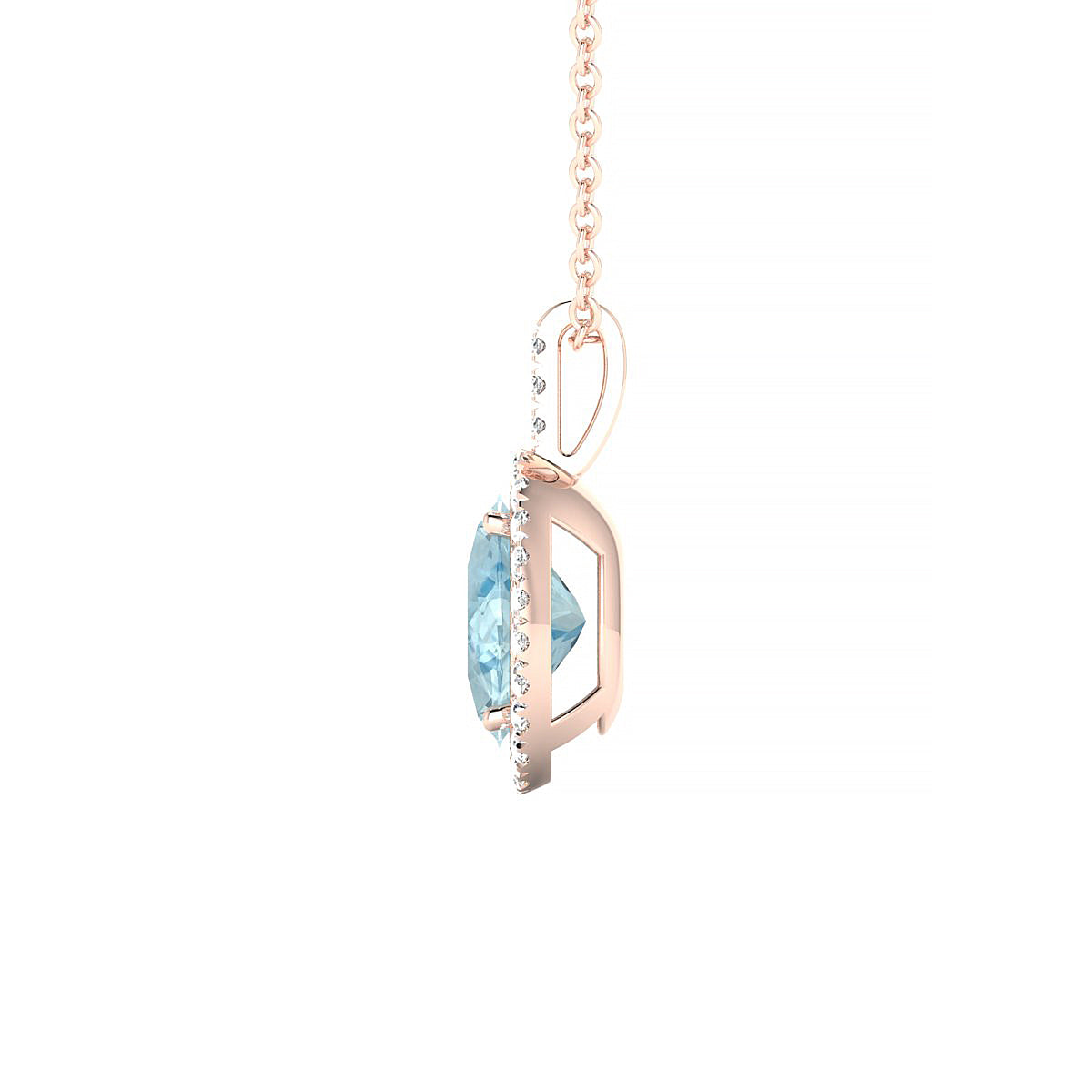 Sunrise | 18k Rose Gold 8 x 6 mm Oval Aquamarine Pendant