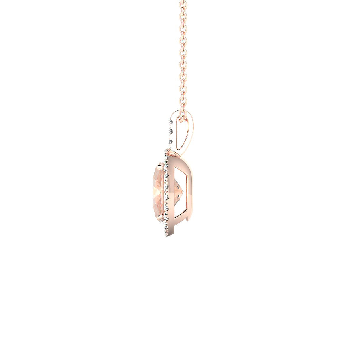 Sunrise | 18k Rose Gold 8 x 6 mm Oval Morganite Pendant
