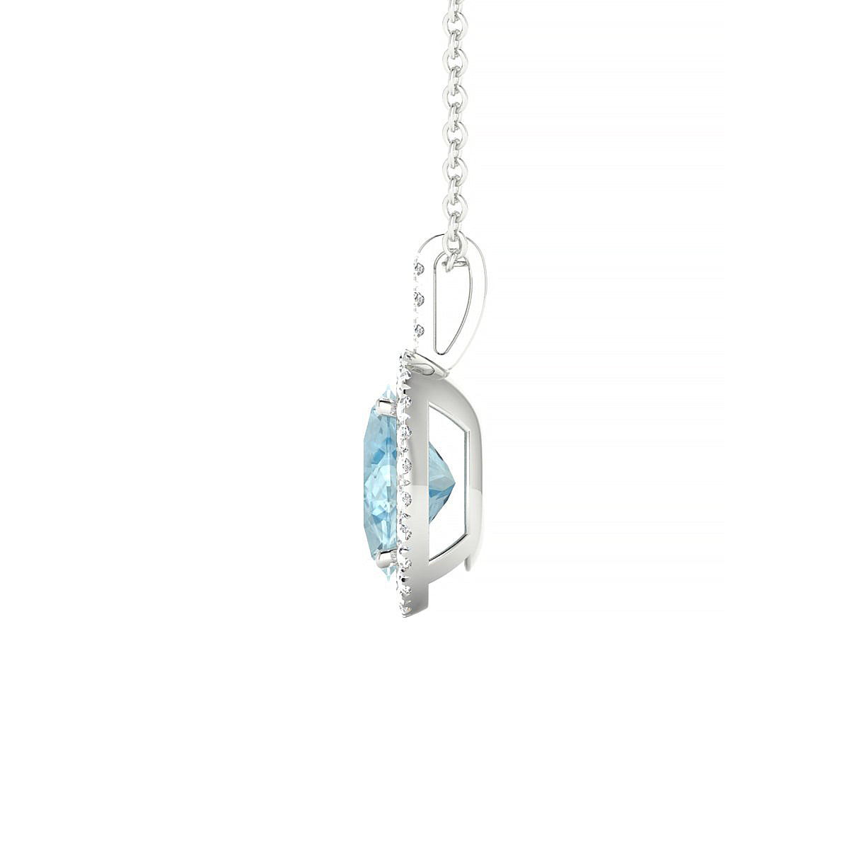 Sunrise | 18k White Gold 8 x 6 mm Oval Aquamarine Pendant