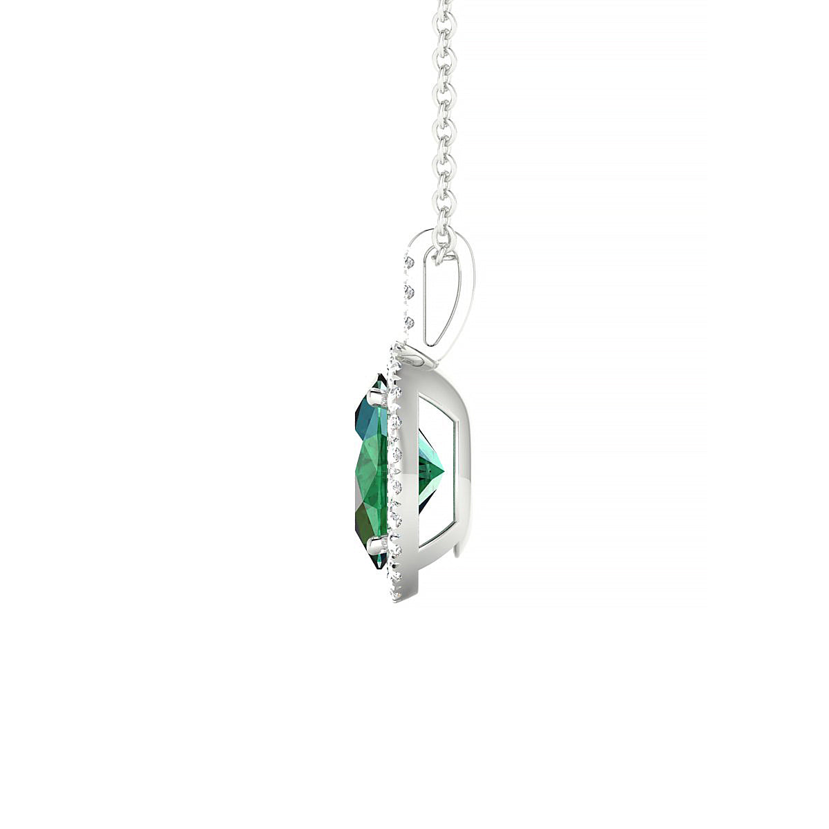 Sunrise | 18k White Gold 8 x 6 mm Oval Emerald Pendant