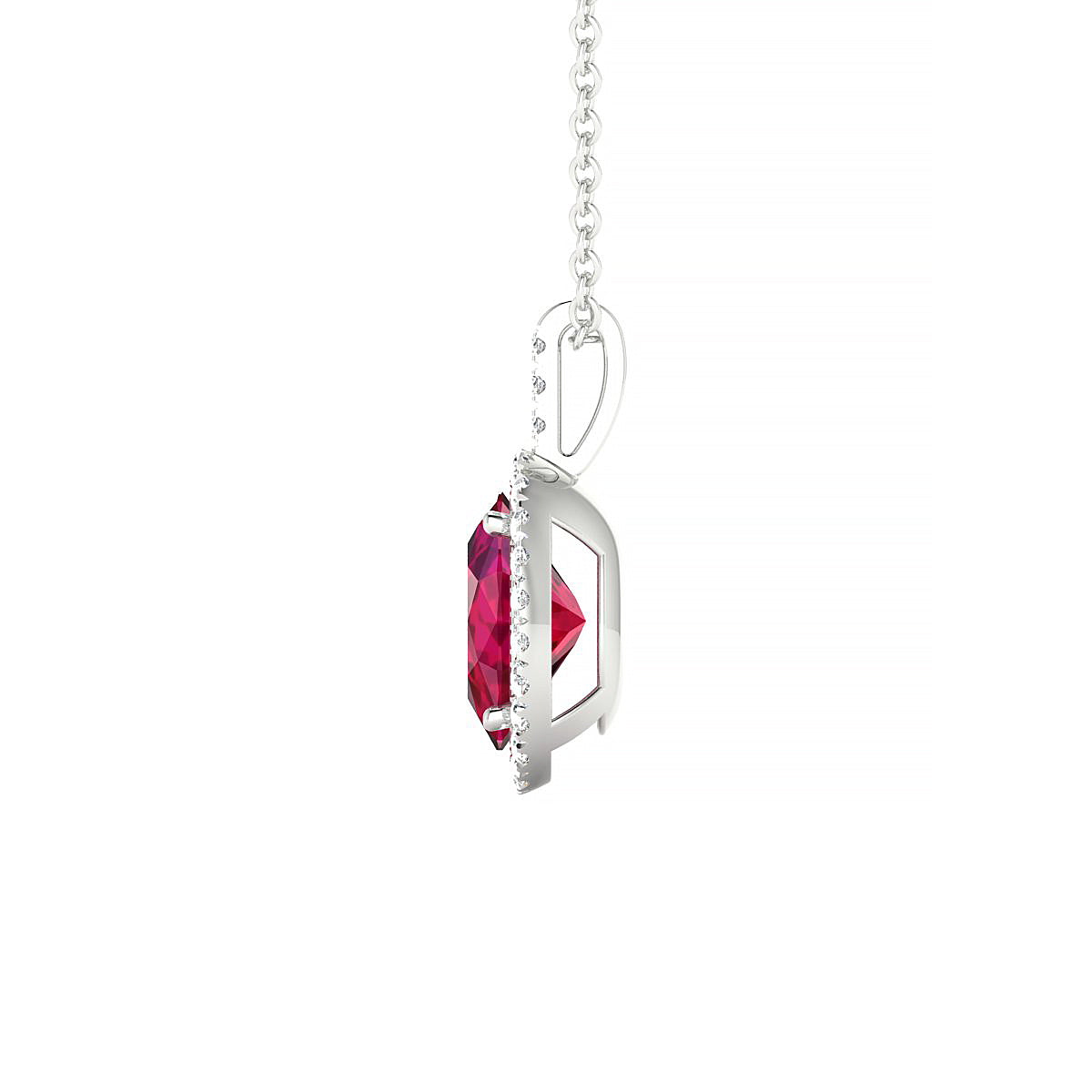 Sunrise | 18k White Gold 8 x 6 mm Oval Ruby Pendant