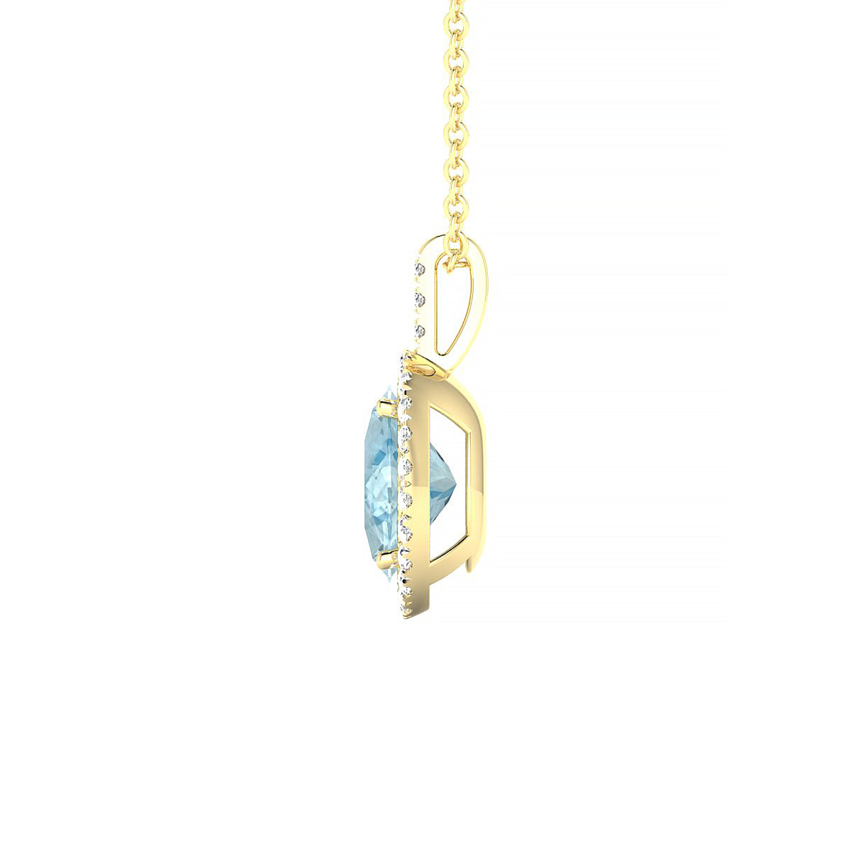 Sunrise | 18k Yellow Gold 8 x 6 mm Oval Aquamarine Pendant