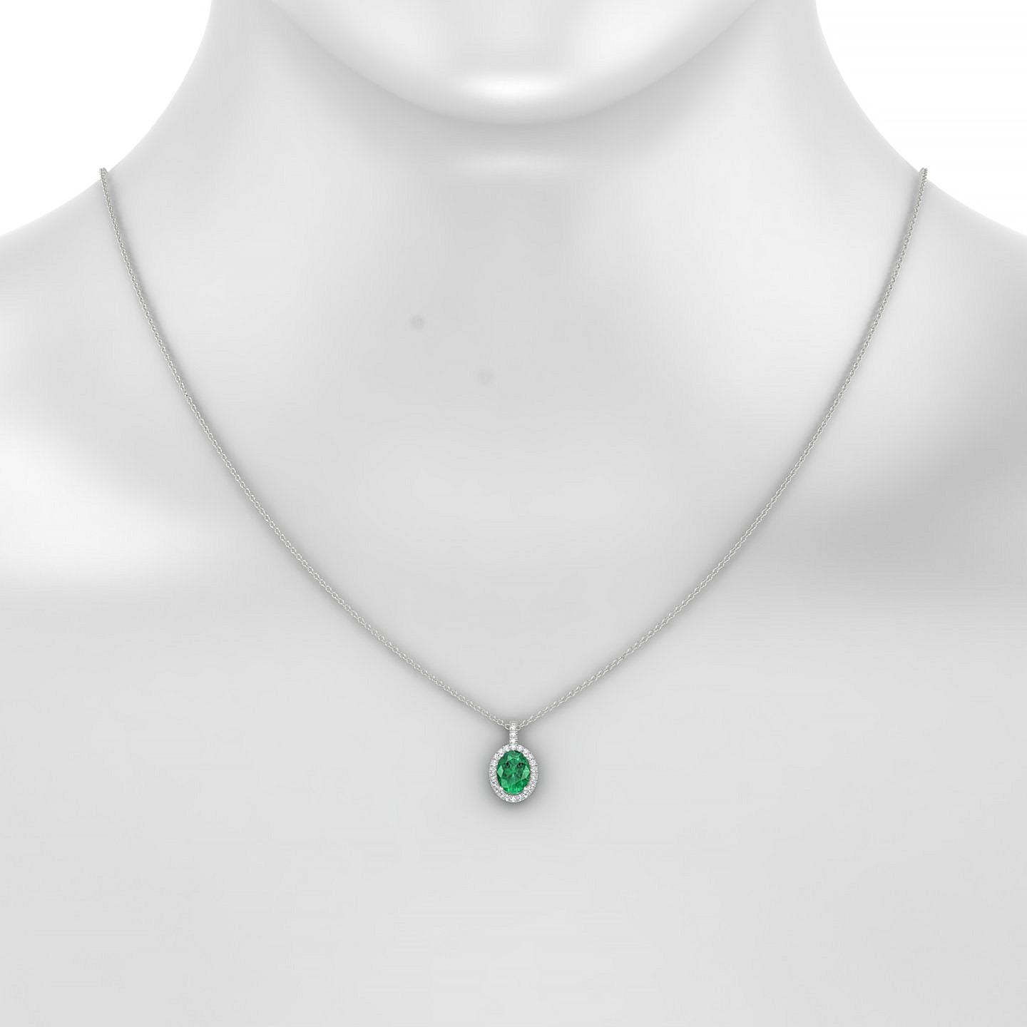 Sunrise | 18k White Gold 8 x 6 mm Oval Emerald Pendant
