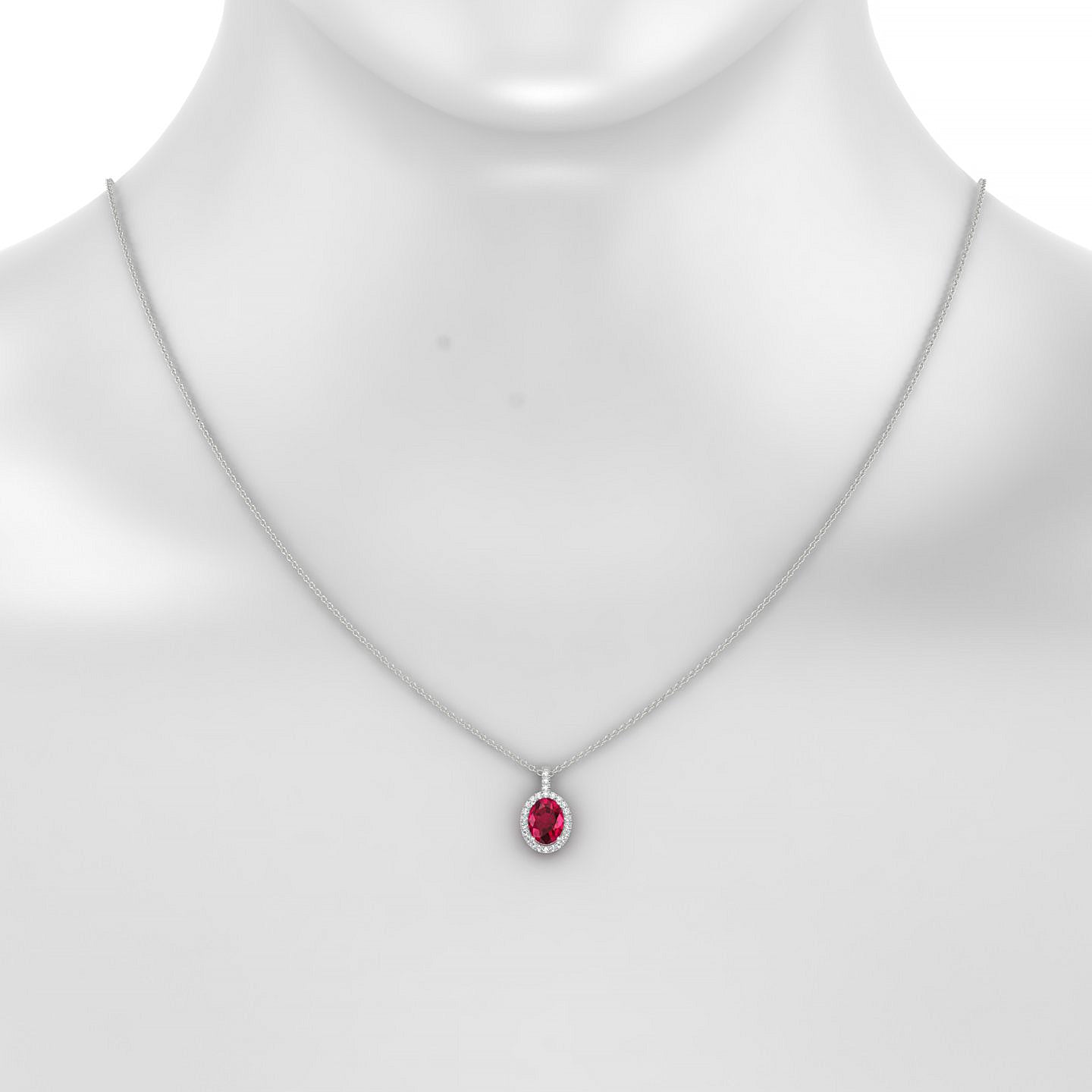 Sunrise | 18k White Gold 8 x 6 mm Oval Ruby Pendant