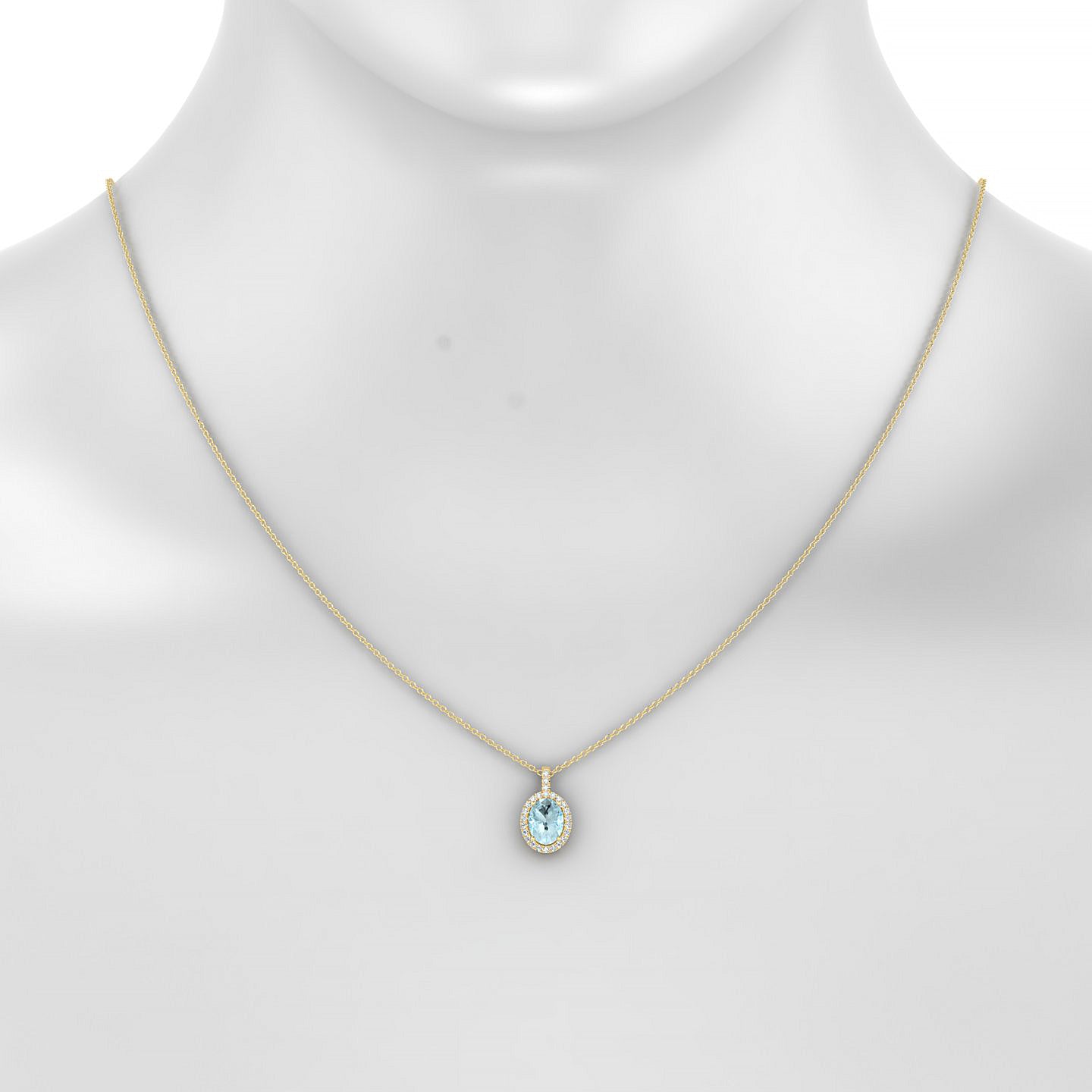 Sunrise | 18k Yellow Gold 8 x 6 mm Oval Aquamarine Pendant
