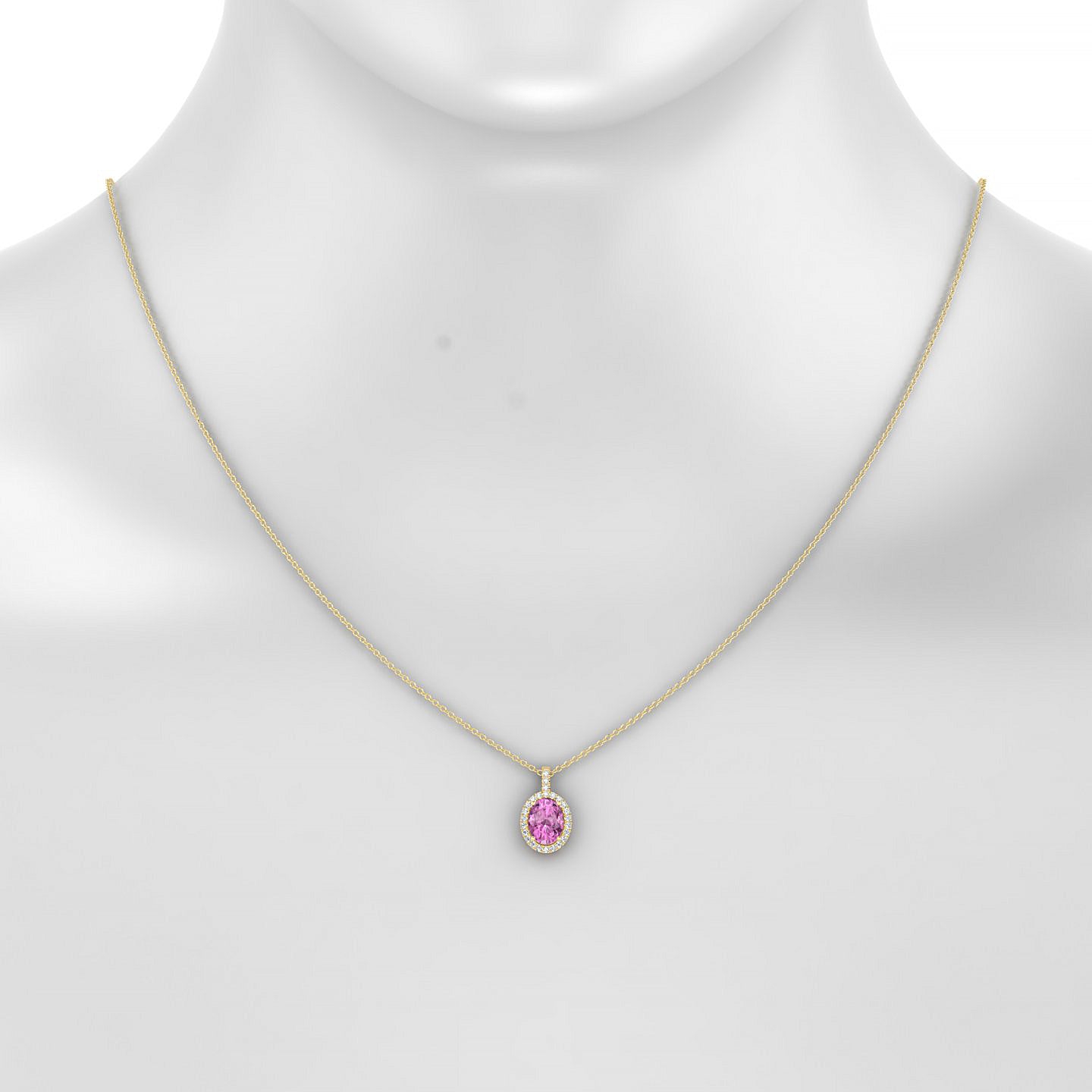 Sunrise | 18k Yellow Gold 8 x 6 mm Oval Pink Sapphire Pendant