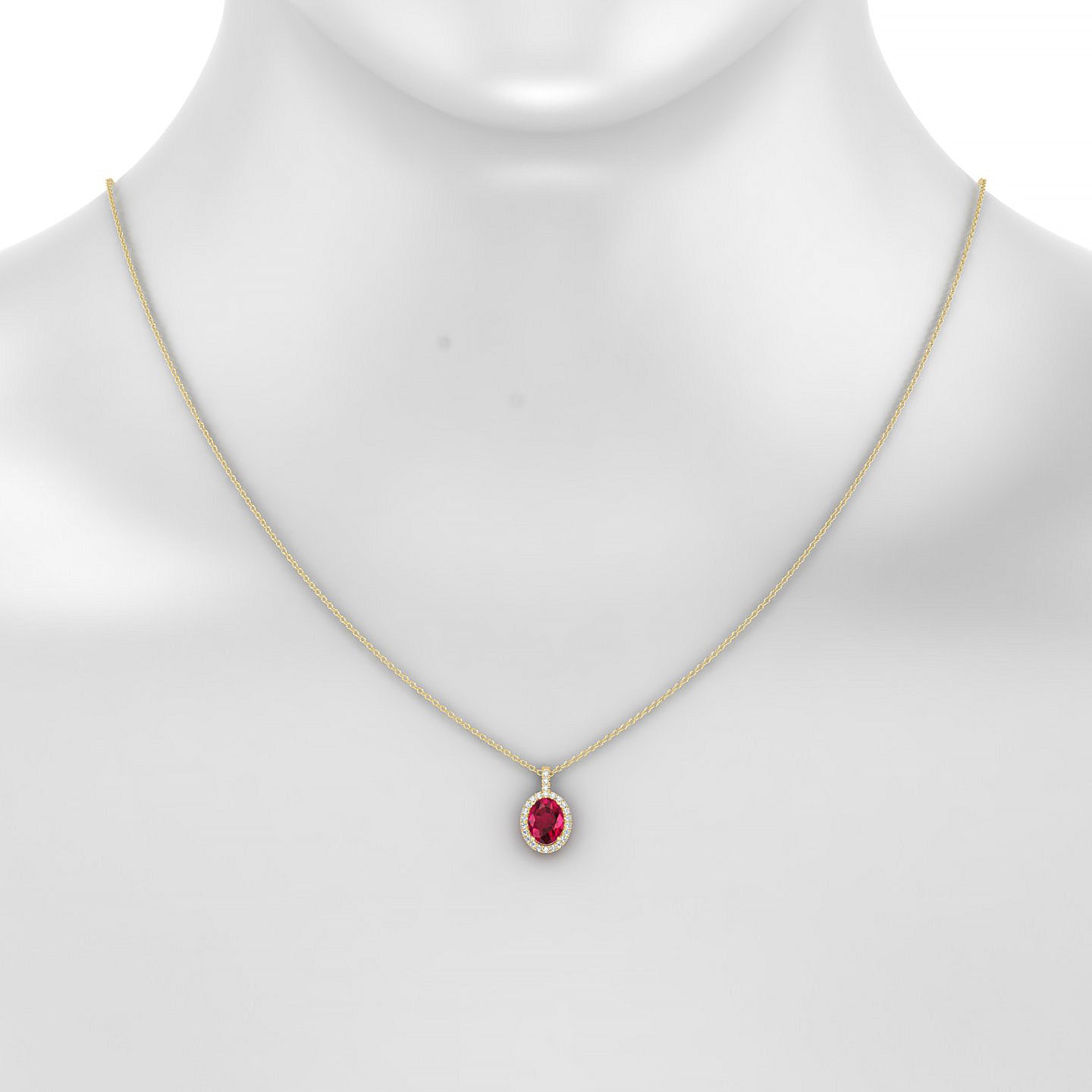 Sunrise | 18k Yellow Gold 8 x 6 mm Oval Ruby Pendant