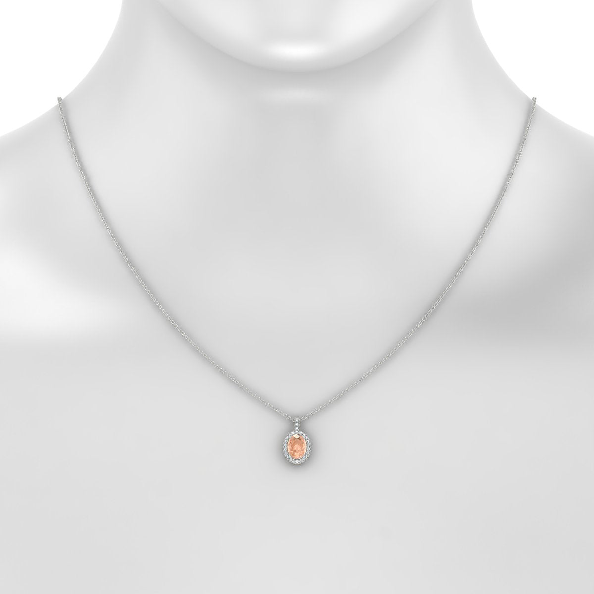 Sunrise | 18k White Gold 8 x 6 mm Oval Morganite Pendant