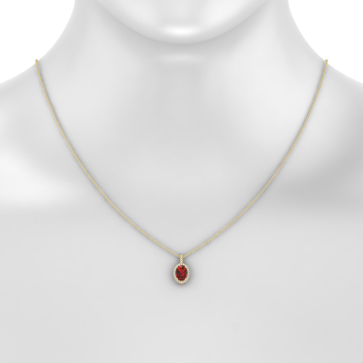 Sunrise | 18k Yellow Gold 8 x 6 mm Oval Garnet Pendant
