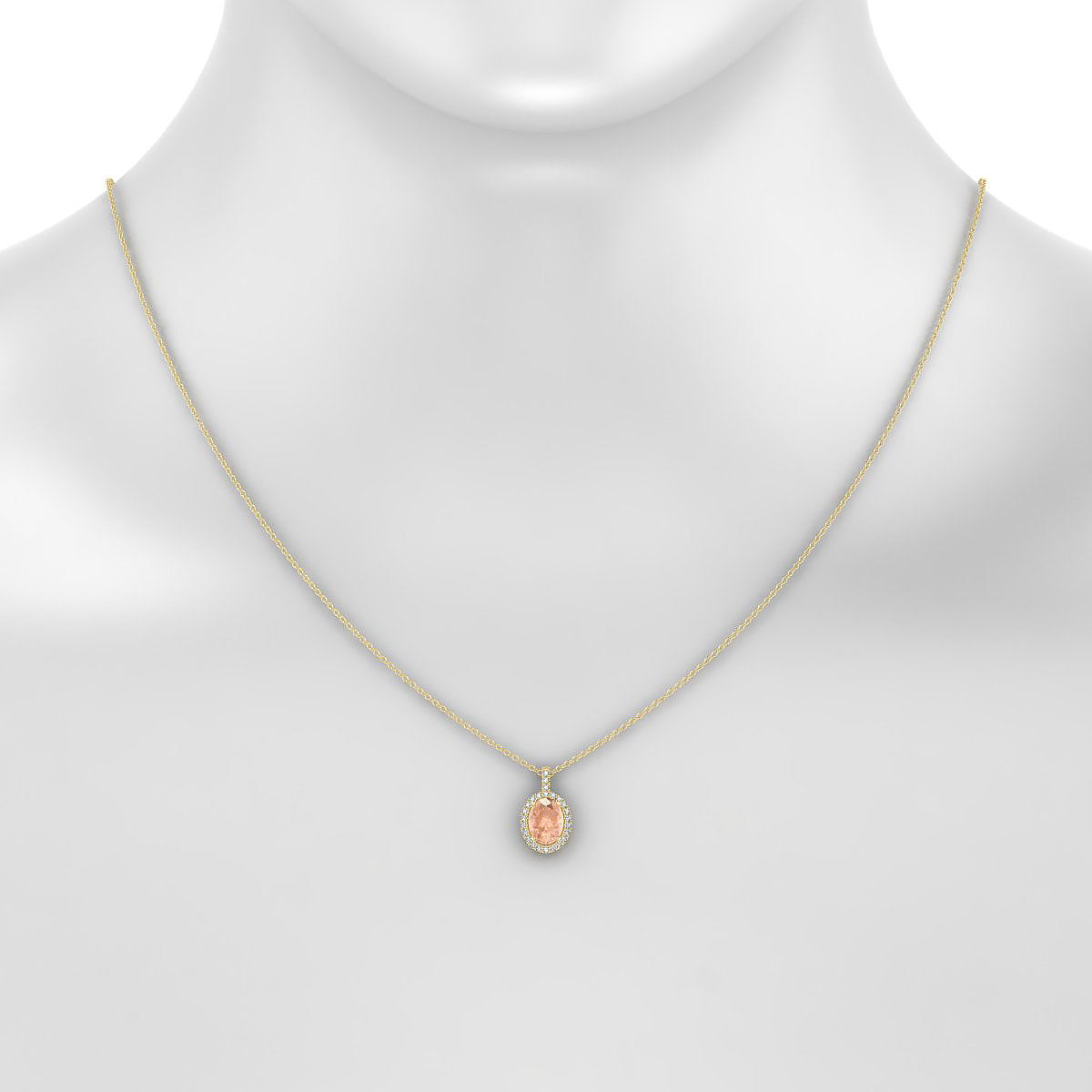 Sunrise | 18k Yellow Gold 8 x 6 mm Oval Morganite Pendant