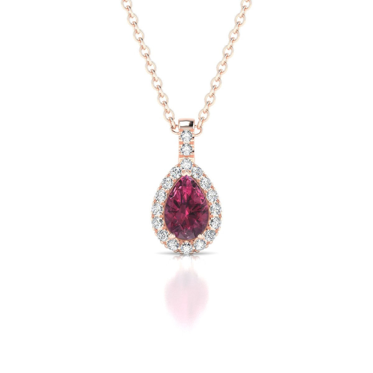 Sunrise | 18k Rose Gold 6 x 4 mm Pear Rhodolite Pendant