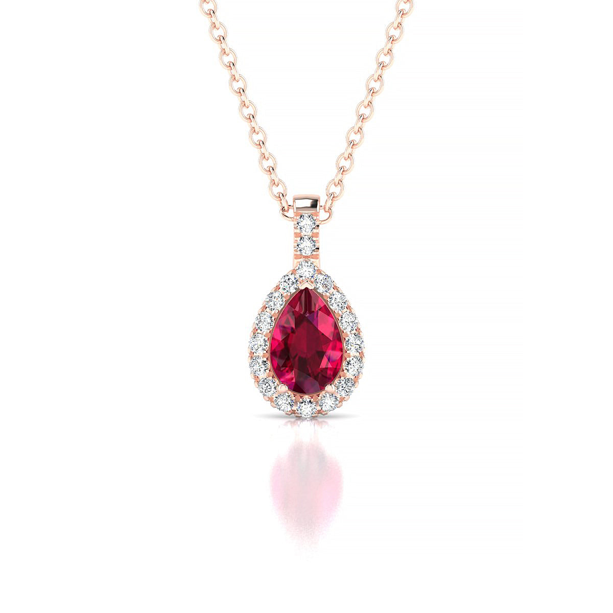 Sunrise | 18k Rose Gold 6 x 4 mm Pear Ruby Pendant
