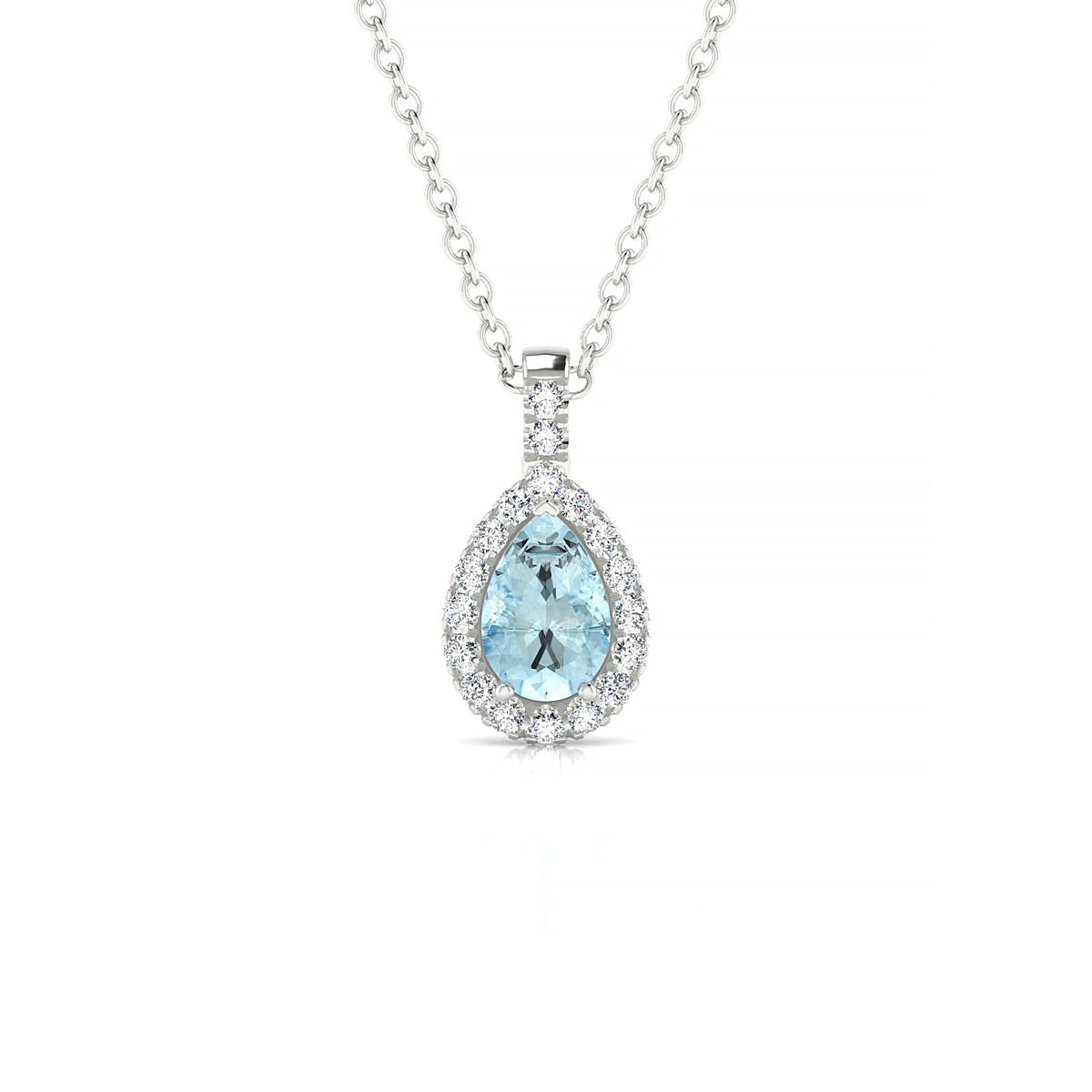 Sunrise | 18k White Gold 6 x 4 mm Pear Aquamarine Pendant