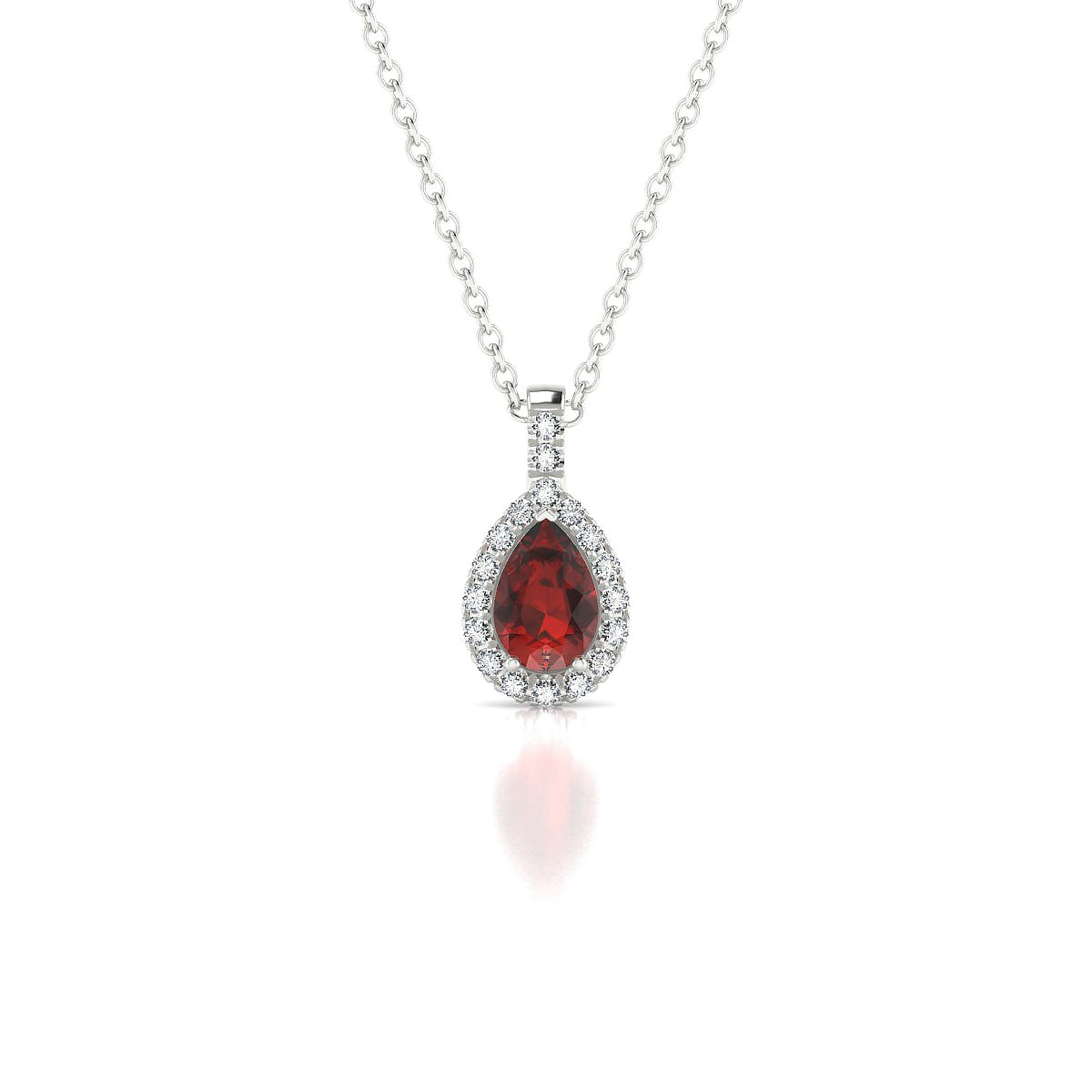 Sunrise | 18k White Gold 6 x 4 mm Pear Garnet Pendant