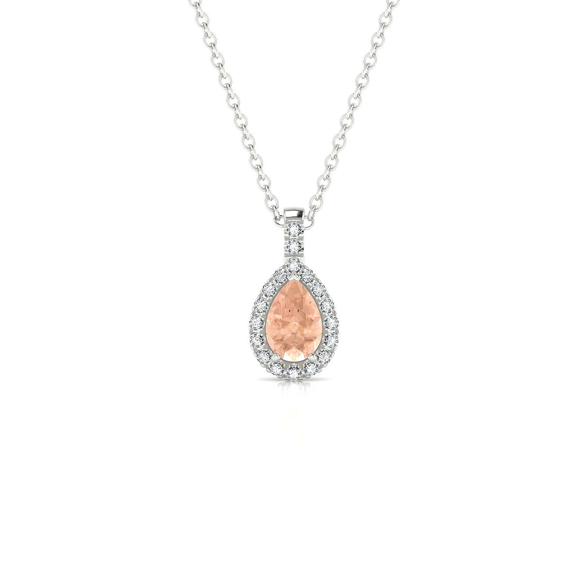 Sunrise | 18k White Gold 6 x 4 mm Pear Morganite Pendant