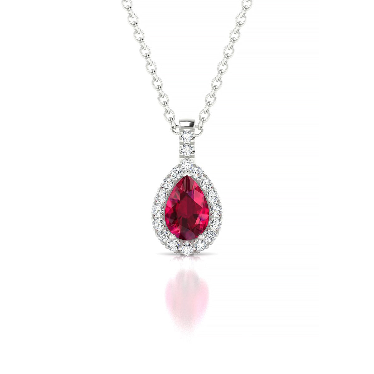 Sunrise | 18k White Gold 6 x 4 mm Pear Ruby Pendant
