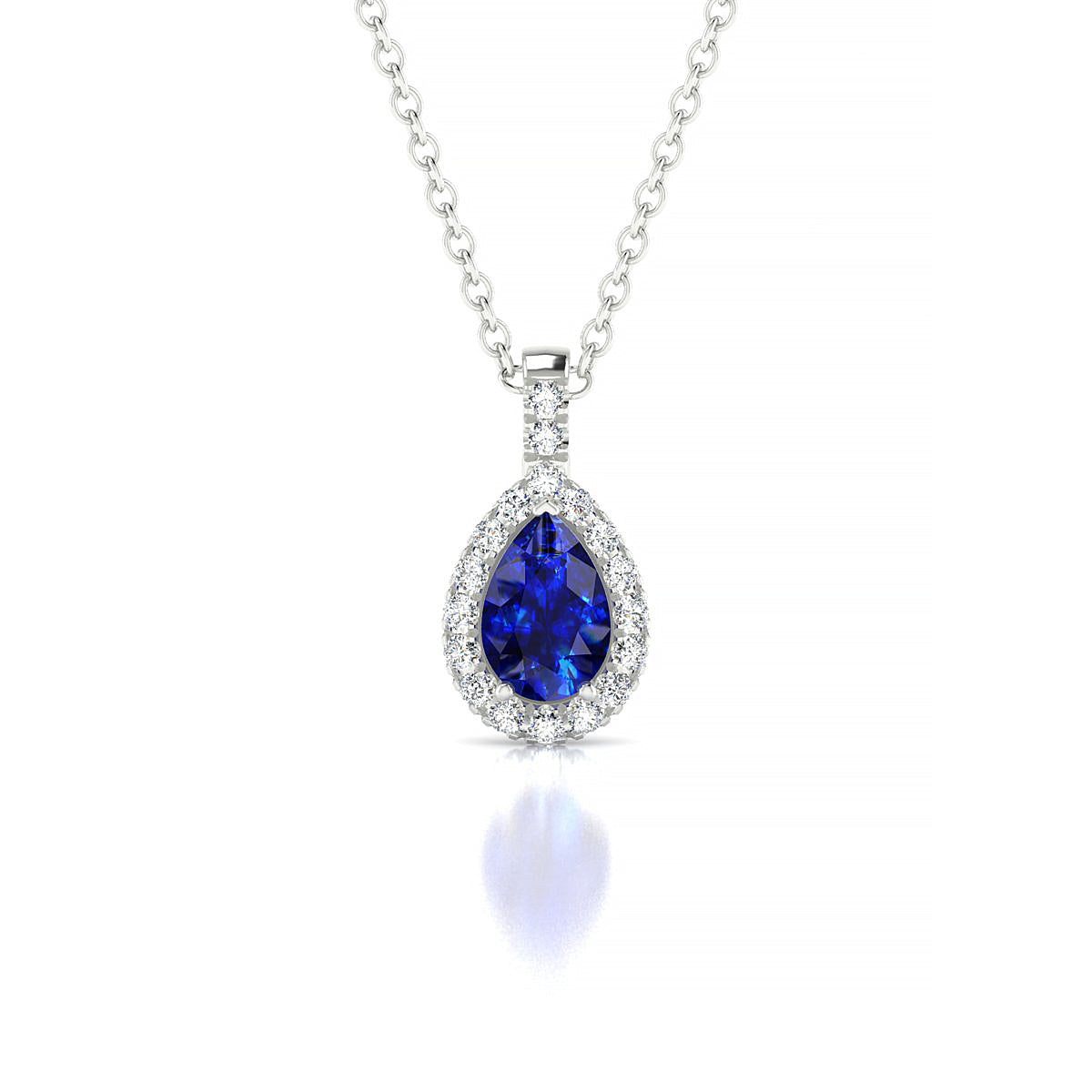 Sunrise | 18k White Gold 6 x 4 mm Pear Sapphire Pendant
