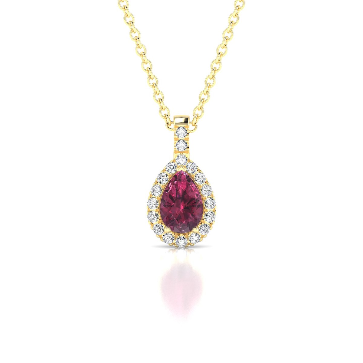 Sunrise | 18k Yellow Gold 6 x 4 mm Pear Rhodolite Pendant
