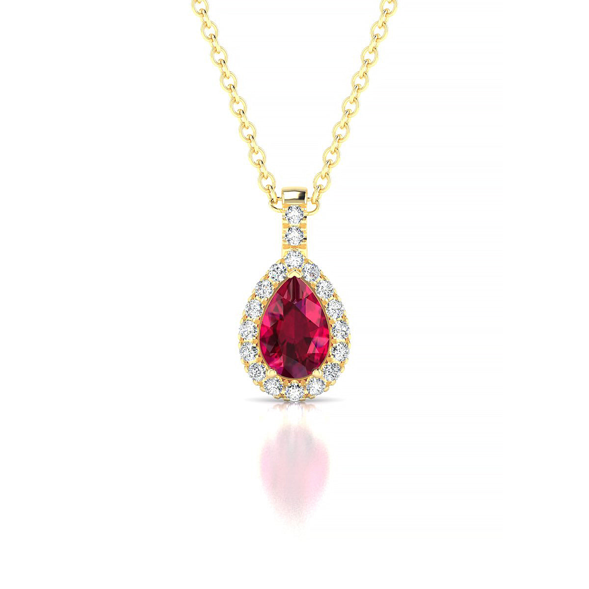 Sunrise | 18k Yellow Gold 6 x 4 mm Pear Ruby Pendant