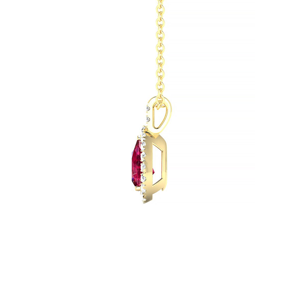 Sunrise | 18k Yellow Gold 6 x 4 mm Pear Ruby Pendant