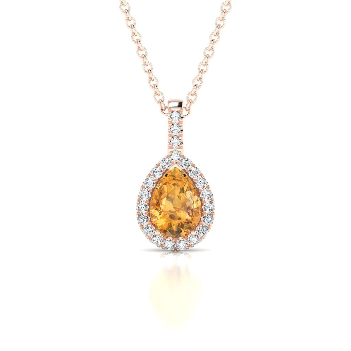 Sunrise | 18k Rose Gold 7 x 5 mm Pear Citrine Pendant