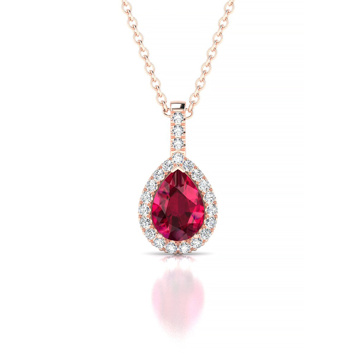 Sunrise | 18k Rose Gold 7 x 5 mm Pear Ruby Pendant