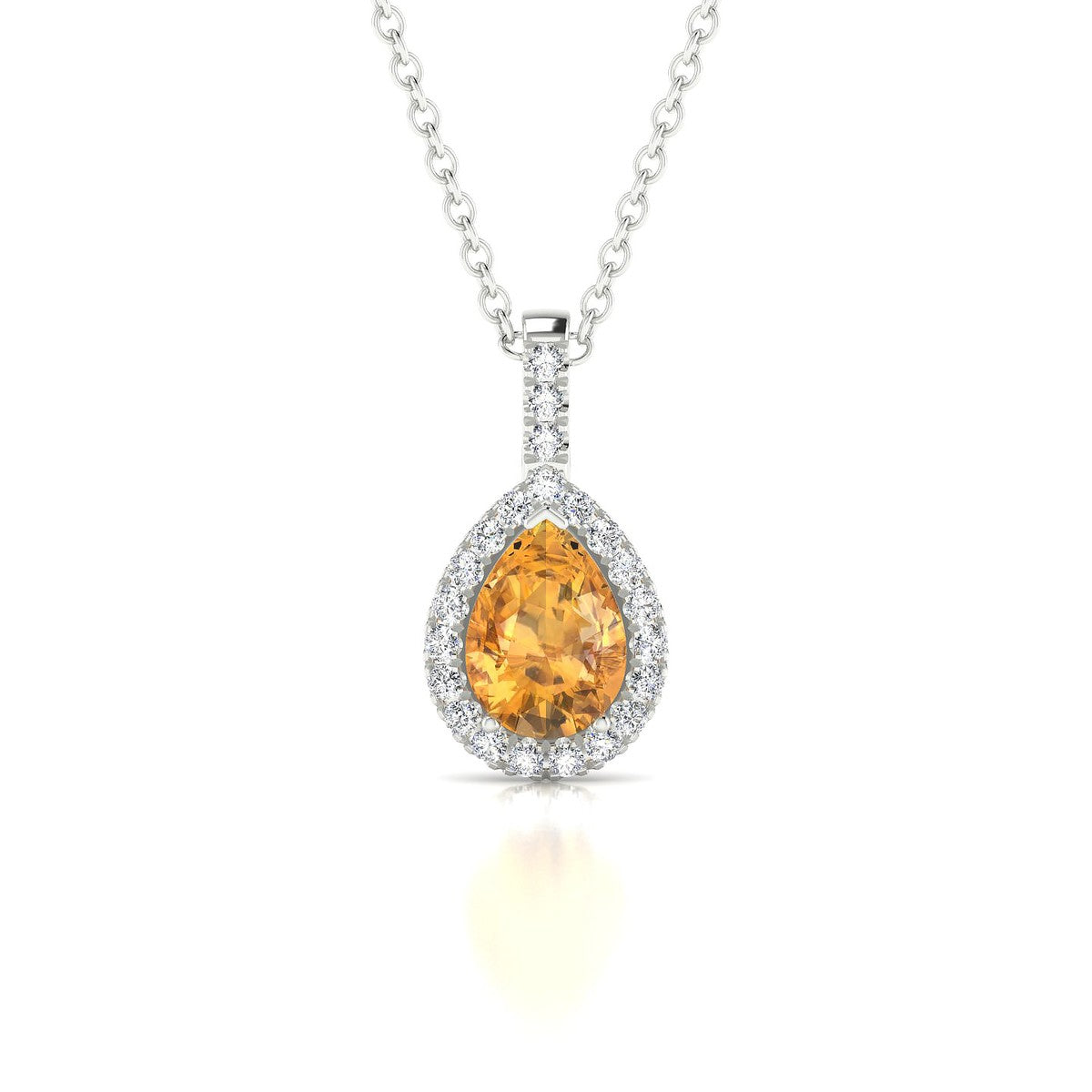 Sunrise | 18k White Gold 7 x 5 mm Pear Citrine Pendant
