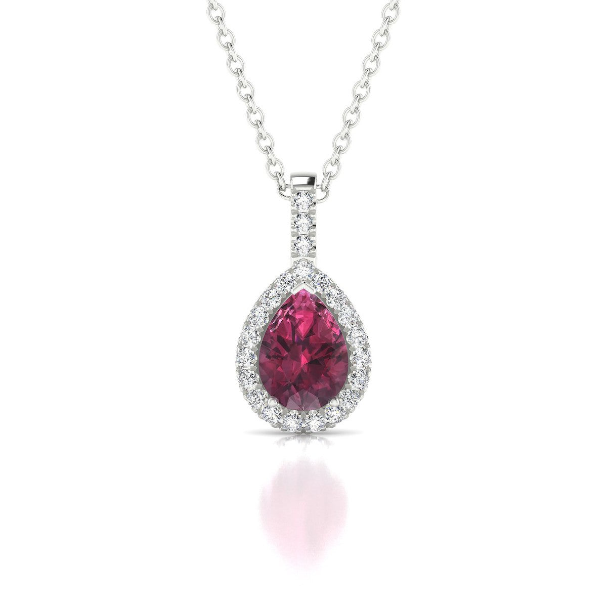 Sunrise | 18k White Gold 7 x 5 mm Pear Rhodolite Pendant