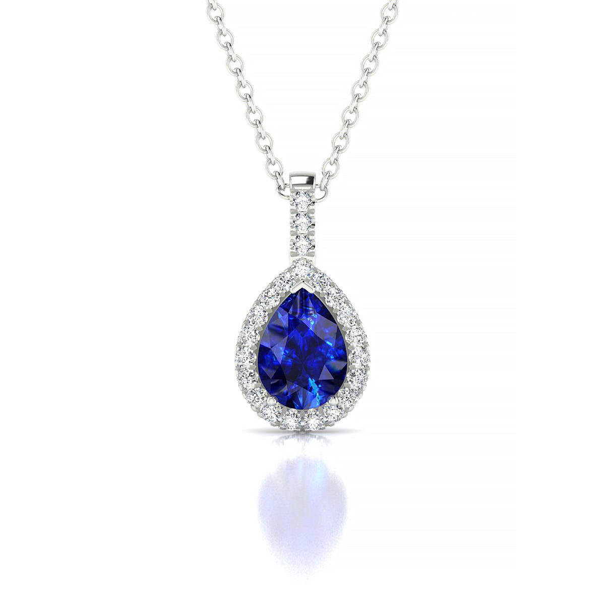 Sunrise | 18k White Gold 7 x 5 mm Pear Sapphire Pendant