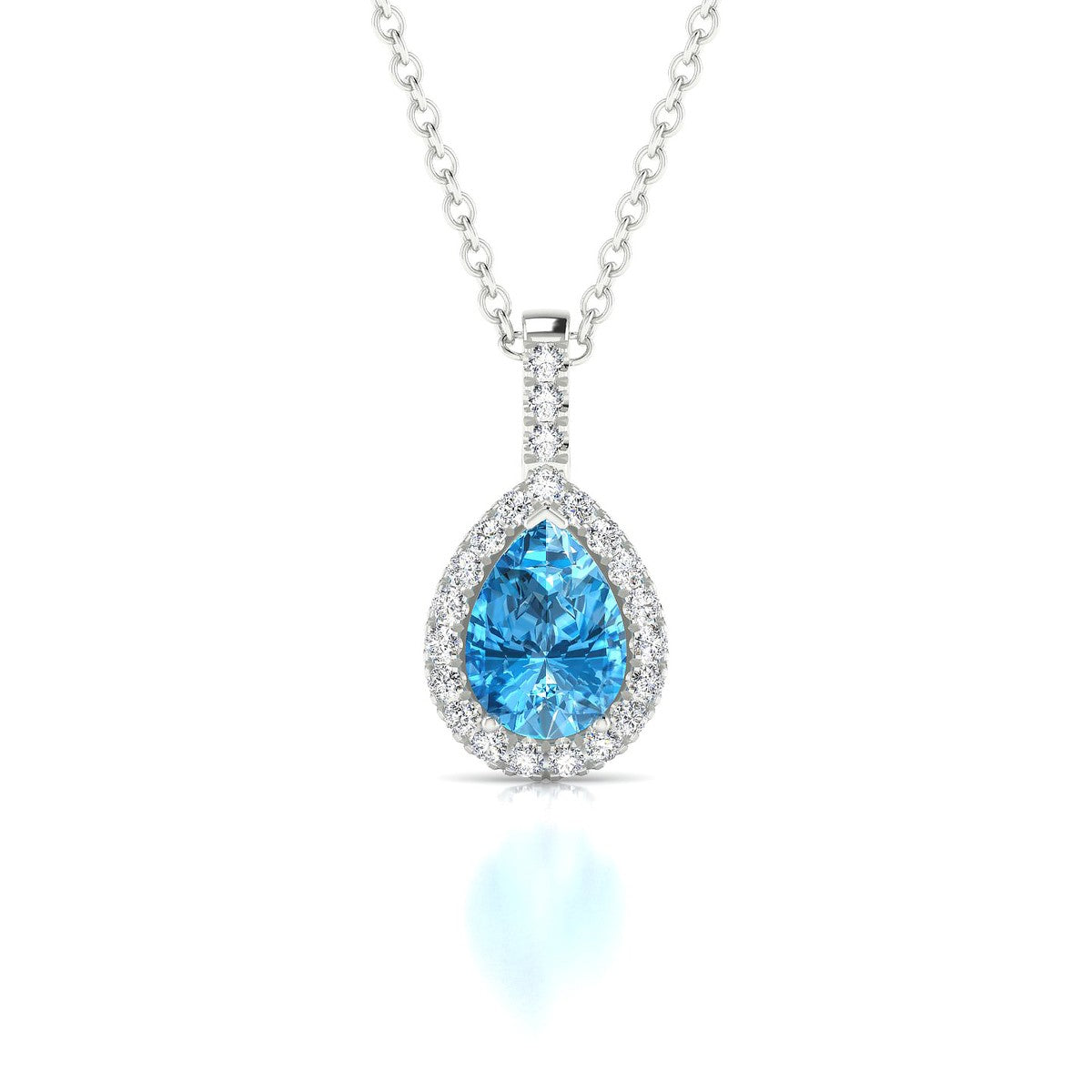 Sunrise | 18k White Gold 7 x 5 mm Pear Topaz Pendant