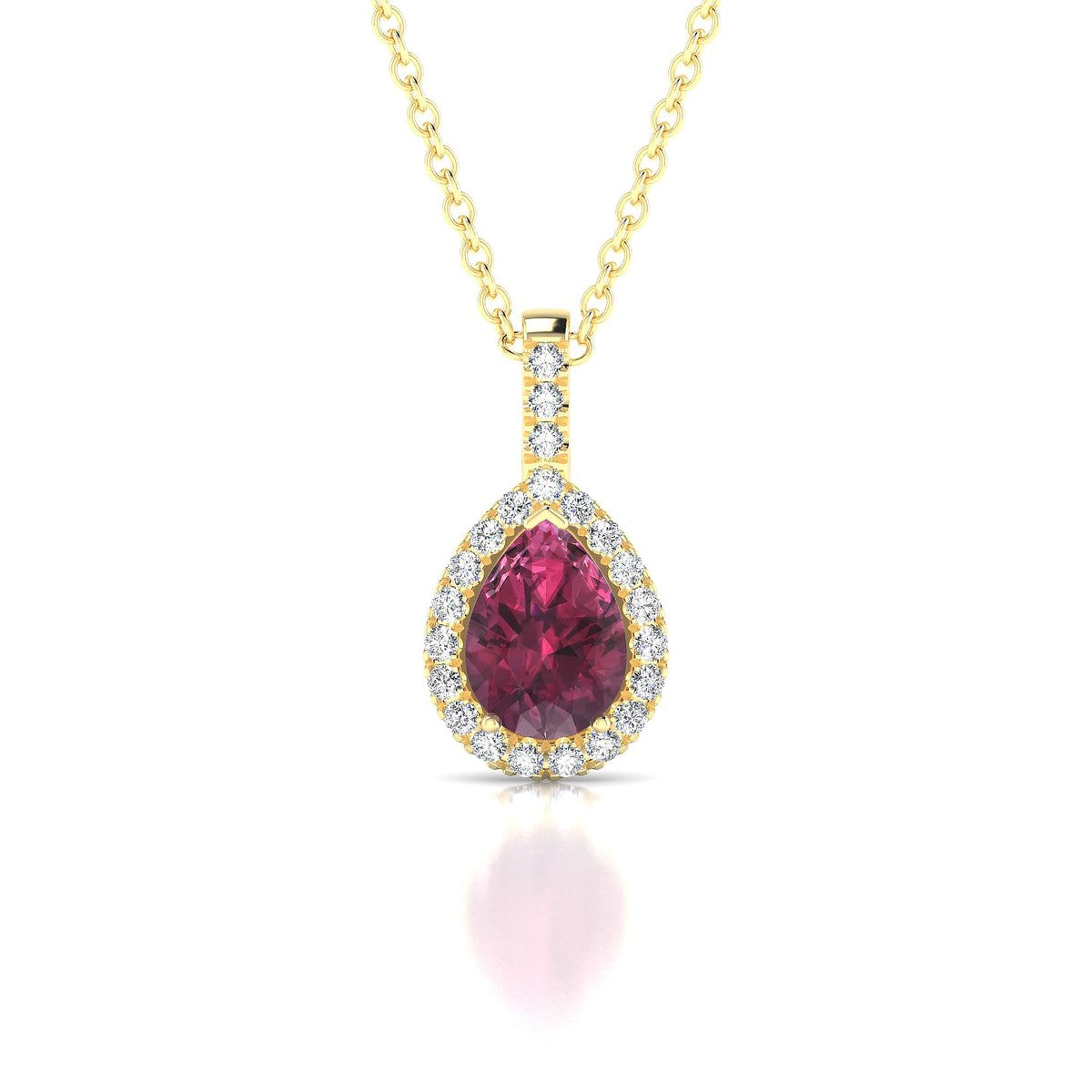 Sunrise | 18k Yellow Gold 7 x 5 mm Pear Rhodolite Pendant