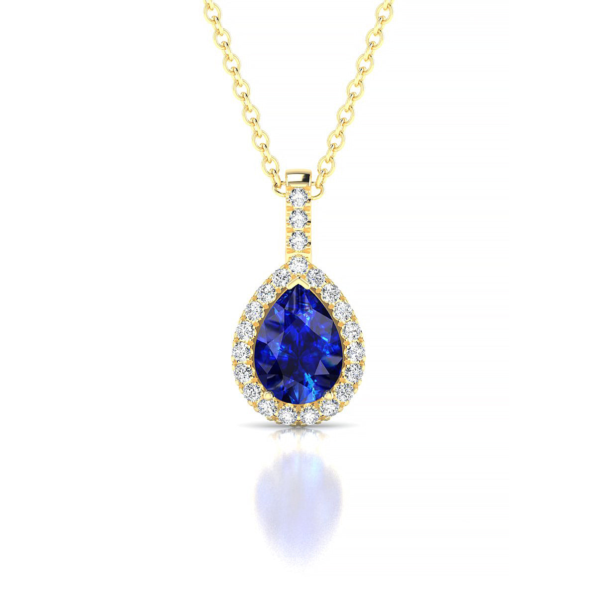 Sunrise | 18k Yellow Gold 7 x 5 mm Pear Sapphire Pendant