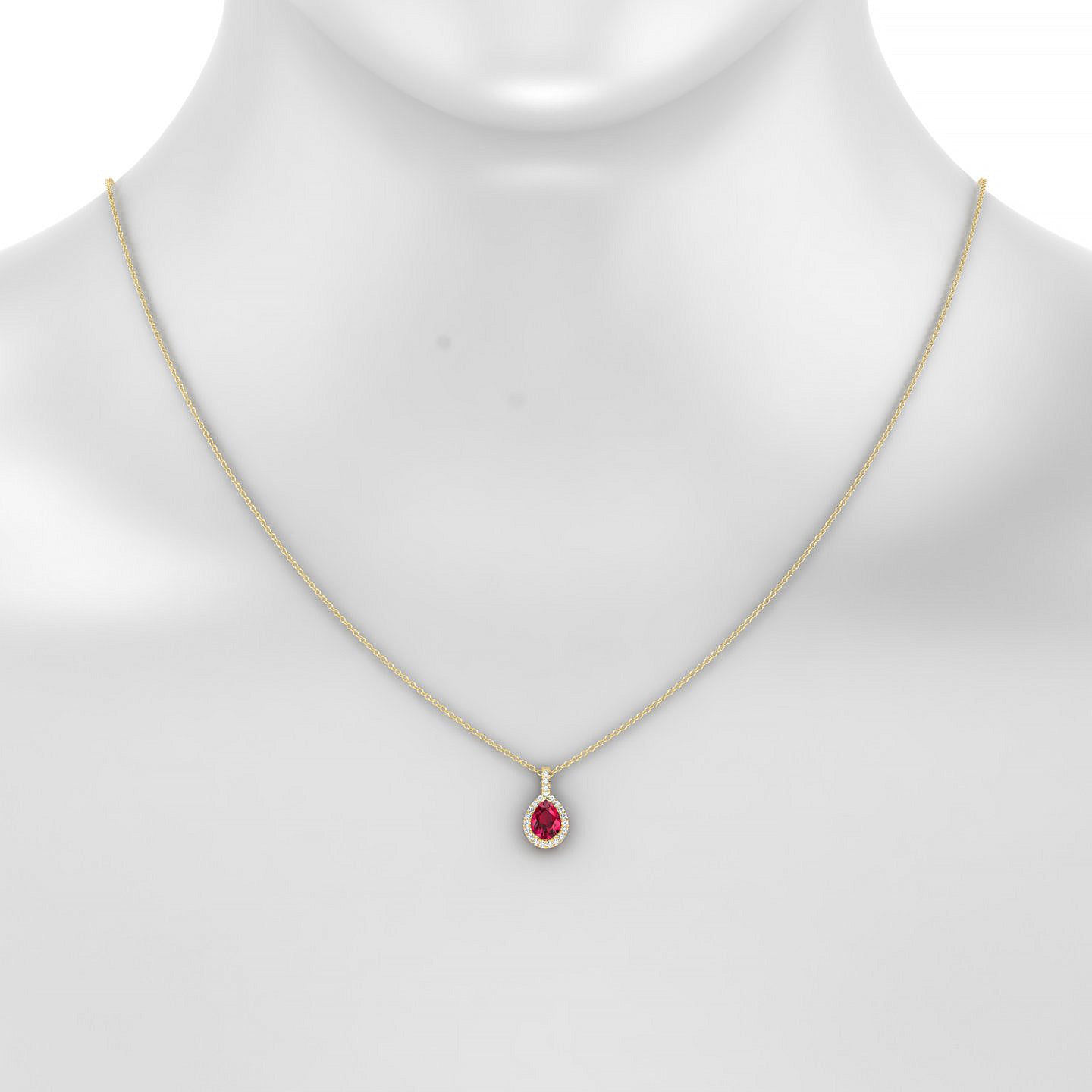 Sunrise | 18k Yellow Gold 7 x 5 mm Pear Ruby Pendant